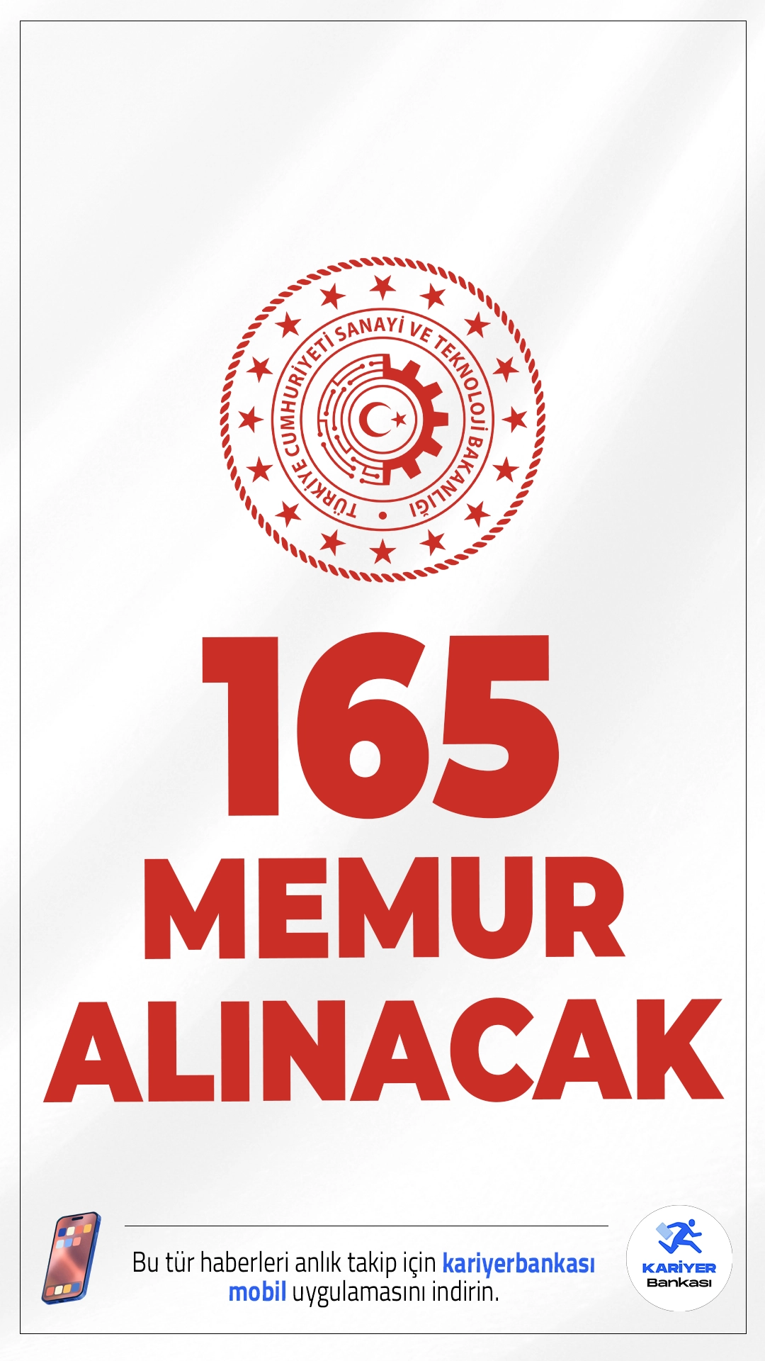 Sanayi ve Teknoloji Bakanlığı 165 Memur Alımı Yapacak.ÖSYM sayfasından yayımlanan KPSS 2025/2 tercih kılavuzu ile Sanayi ve Teknoloji Bakanlığına , ön lisans ve lisans mezunu adaylardan olmak üzere  merkezi atama yoluyla 165 memur alımı yapılacak. Başvuru yapacak adayların belirtilen şartları, nitelik kodları ve özel koşulları sağlaması gerekmektedir.