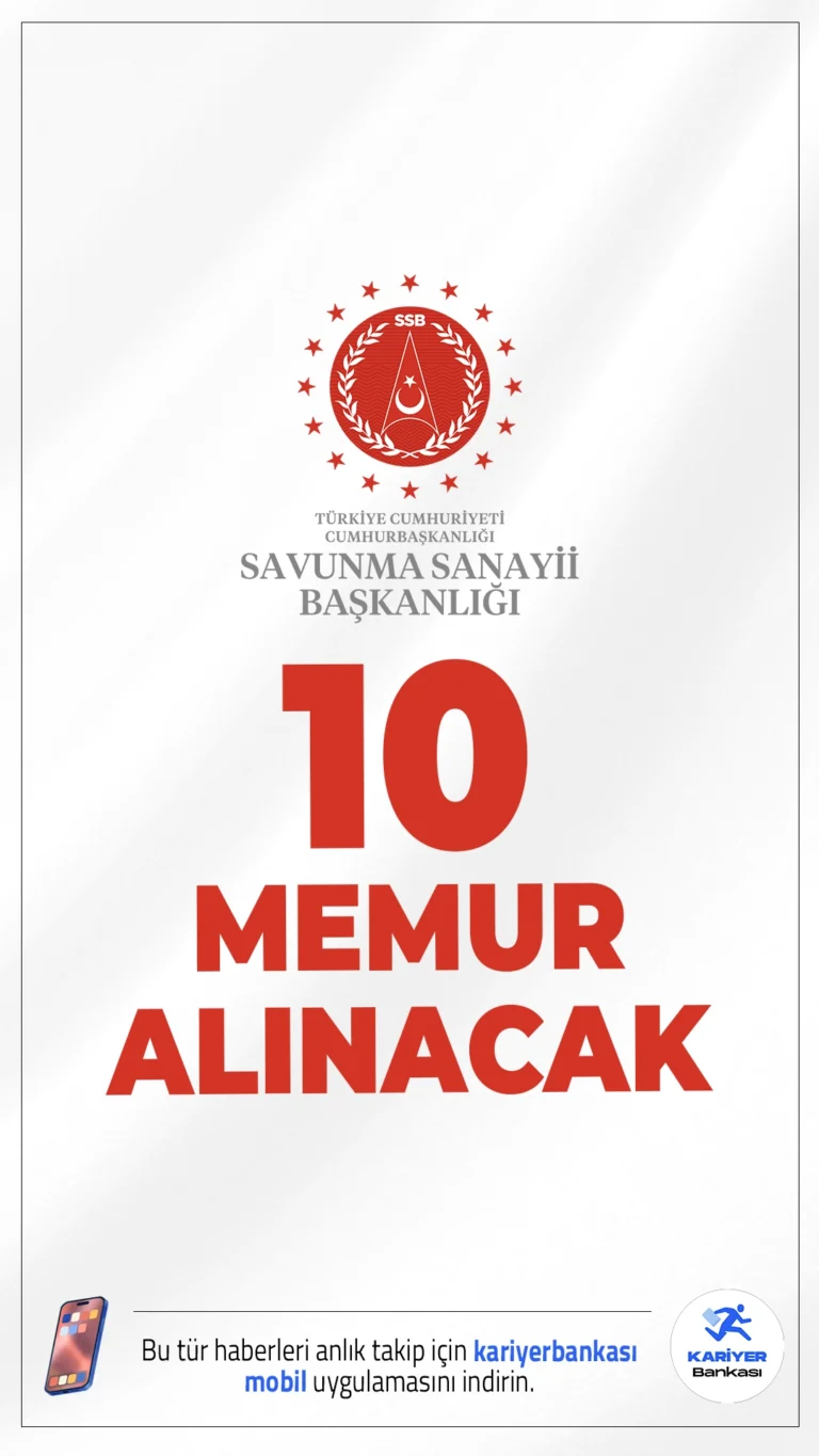 Savunma Sanayii Başkanlığı 10 Memur Alımı Yapacak.T.C. Cumhurbaşkanlığı Savunma Sanayii Başkanlığı, mühendislik ve ilgili alanlardan mezun adaylar arasından 10 kişilik Savunma Sanayii Uzman Yardımcısı alımı gerçekleştireceğini duyurdu. Adaylar sözlü sınav yöntemiyle belirlenecek olup başvurular belirli kriterlere göre alınacak.Başvuru şartları ve diğer detaylar bu haberimizde.