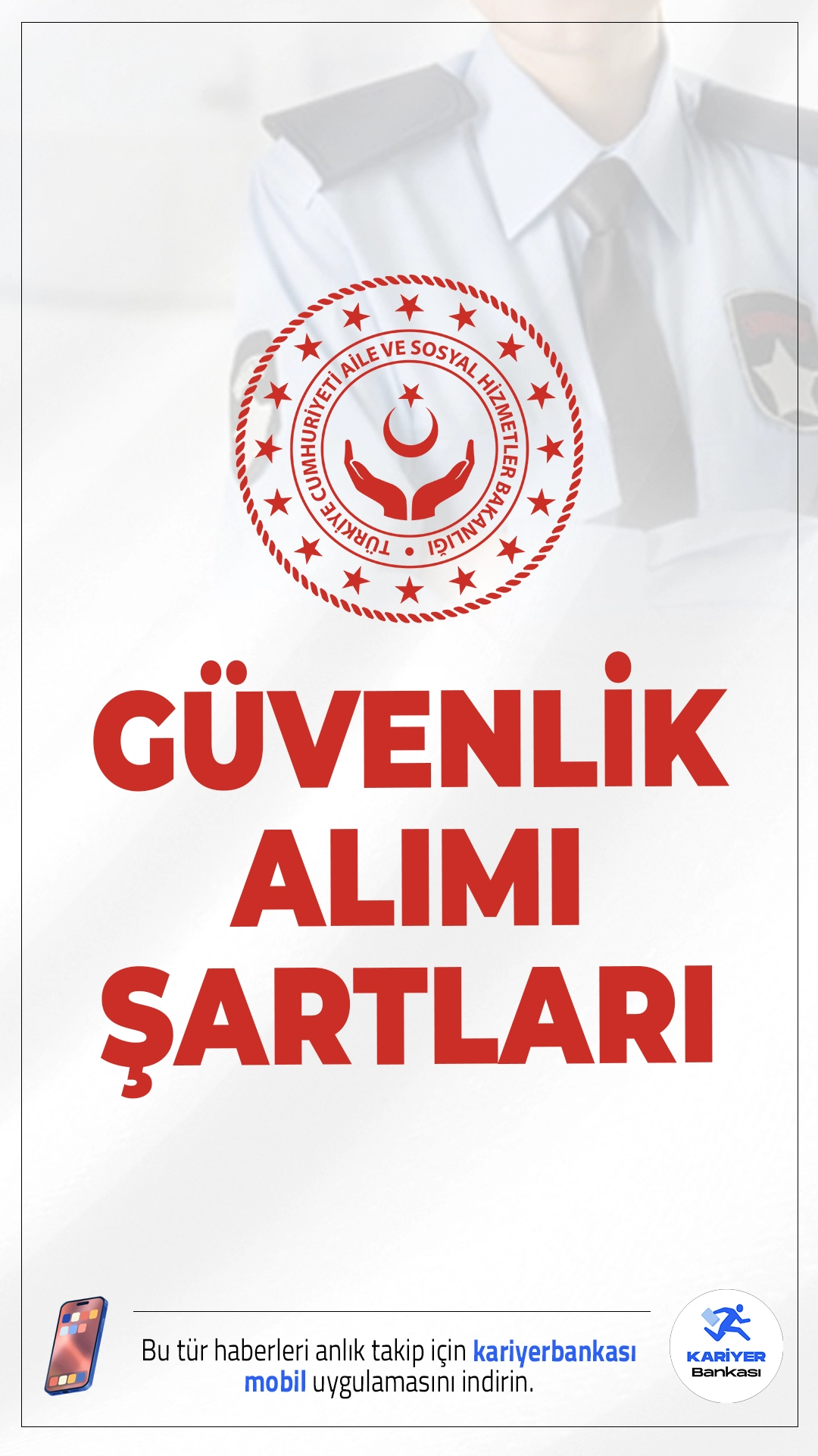 Aile Bakanlığı 112 Güvenlik Görevlisi Alımı Şartları.Aile ve Sosyal Hizmetler Bakanlığı kadın-erkek adaylardan olmak üzere ön lisans ve lisans mezunu 112 güvenlik görevlisi alımı başvuruları sürüyor.Başvurular 26 Aralık 2025 tarihine kadar sürecek.Başvuru şartları ve kontenjan dağılımı haberimizde.