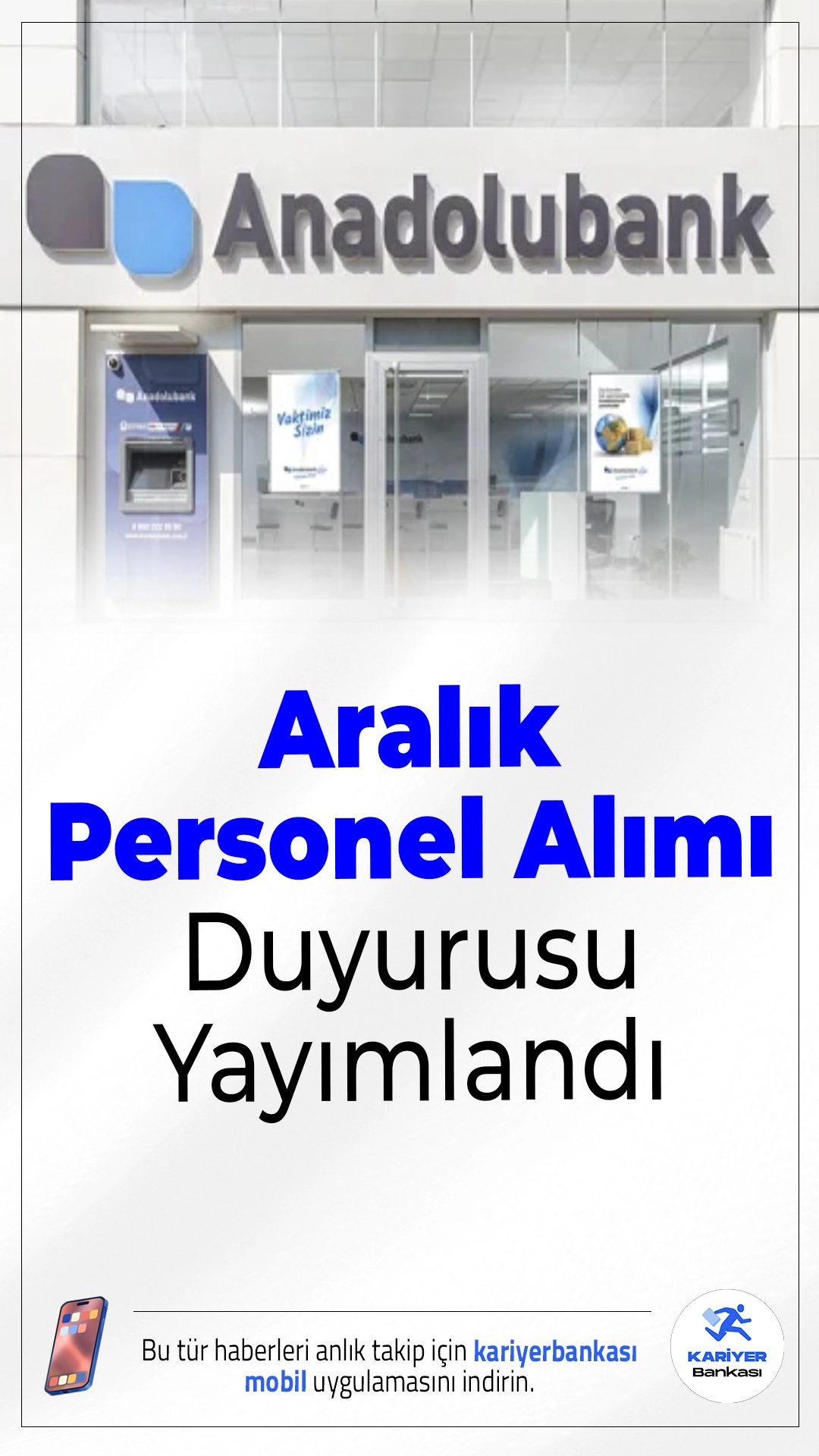 Anadolubank Aralık Personel Alımı Duyurusu Yayımlandı.Türkiye’nin önde gelen özel bankalarından biri olan Anadolubank, Aralık 2025 itibarıyla birçok farklı pozisyon için personel alımı yapacağını duyurdu. Banka tarafından yayınlanan iş ilanına göre, farklı şehirlerde görev yapmak üzere çeşitli alanlarda deneyimli ve nitelikli personeller istihdam edilecek.