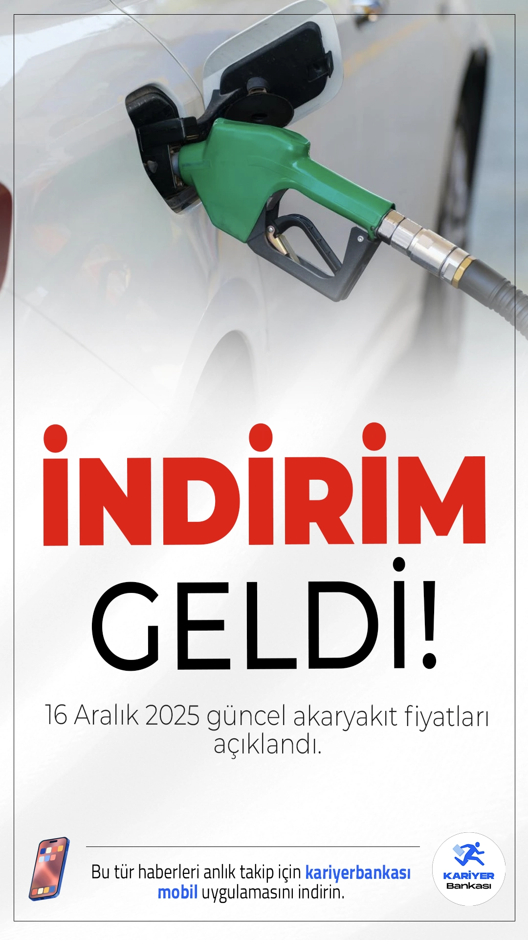 Benzine İndirim Geldi! 16 Aralık 2025 Güncel Akaryakıt Fiyatları Açıklandı.16 Aralık 2025 Salı itibarıyla benzine 1 lira 96 kuruşluk indirim geldi. Peki İstanbul, Ankara ve İzmir’de güncel benzin, motorin ve LPG fiyatları ne kadar?