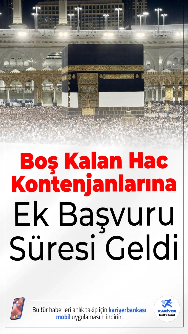 2026 Hac İçin Ek Başvuru Fırsatı: Boş Kalan Kontenjanlar İçin Süre Uzatıldı.2026 hac organizasyonunda kesin kayıt sürecinde boş kalan kontenjanlar için hacı adaylarına yeni bir fırsat sunuldu. Diyanet İşleri Başkanlığı, 11-18 Aralık 2025 tarihleri arasında ek başvuru süresi tanındığını duyurdu.