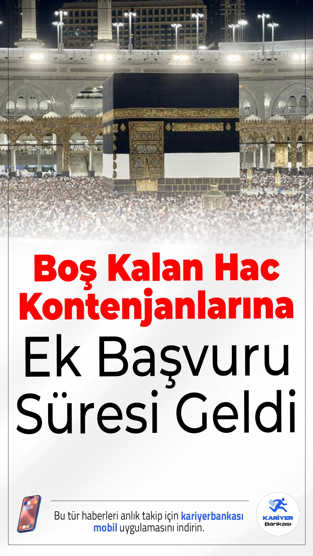 2026 Hac İçin Ek Başvuru Fırsatı: Boş Kalan Kontenjanlar İçin Süre Uzatıldı.2026 hac organizasyonunda kesin kayıt sürecinde boş kalan kontenjanlar için hacı adaylarına yeni bir fırsat sunuldu. Diyanet İşleri Başkanlığı, 11-18 Aralık 2025 tarihleri arasında ek başvuru süresi tanındığını duyurdu.