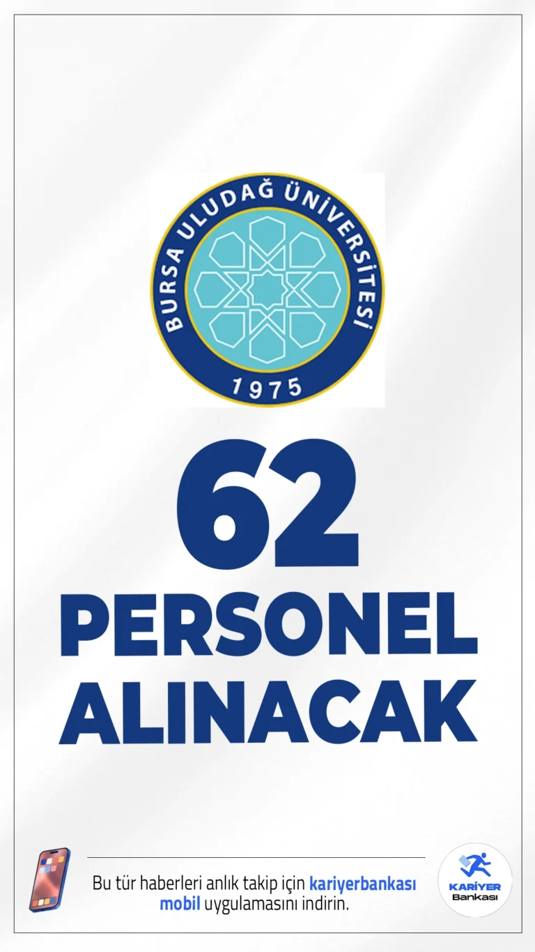 Bursa Uludağ Üniversitesi 62 Personel Alımı Yapacak.Bursa Uludağ Üniversitesi, 2024 KPSS (B) grubu puan sıralaması esas alınarak toplam 62 sözleşmeli personel alımı yapacağını duyurdu. Alım, yazılı ve sözlü sınav yapılmaksızın, yalnızca KPSS puan sıralamasına göre gerçekleştirilecek.Başvuru şartları ve kontenjanlar haberimizde.