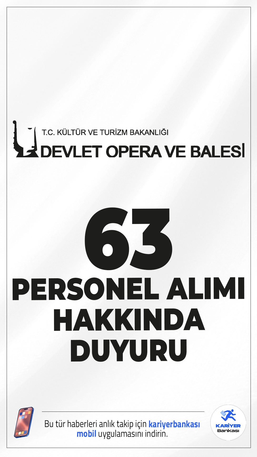 Kültür Bakanlığı DT 63 Personel Alımı Hakkında Duyuru Geldi. Devlet Tiyatroları Genel Müdürlüğü sayfasından yayımlanan duyuruda, 63 Sözleşmeli Personel Alımı kapsamında, asil adayların başvurularının alınması sonrası açık kalan pozisyonlar için yedek adayların belirlenmiş olup ekli listede ilan edildiği aktarıldı.