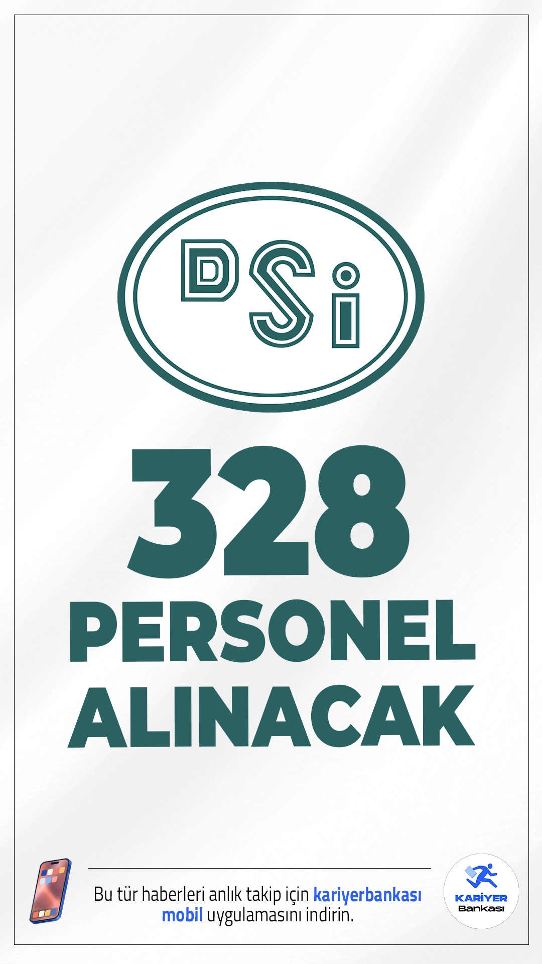 DSİ 328 Personel Alımı Yapacak.DSİ sayfasından yayımlanan duyuruda, 128 Mühendis, 2 Tekniker, 3 Avukat, 59 Büro Personeli, 121 Destek Personeli, 15 Koruma ve Güvenlik Görevlisi olmak üzere toplam 328 adet sözleşmeli personel alımı yapılacağı aktarıldı.