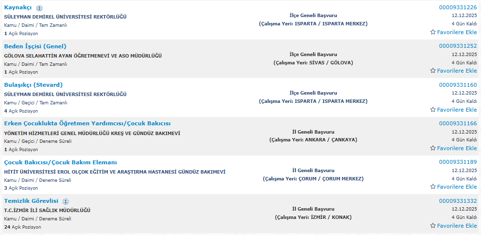 İl Sağlık Müdürlüğü, Öğretmenevleri ve Belediyelere İşçi Alımı Başladı