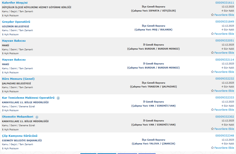 İl Sağlık Müdürlüğü, Öğretmenevleri ve Belediyelere İşçi Alımı Başladı