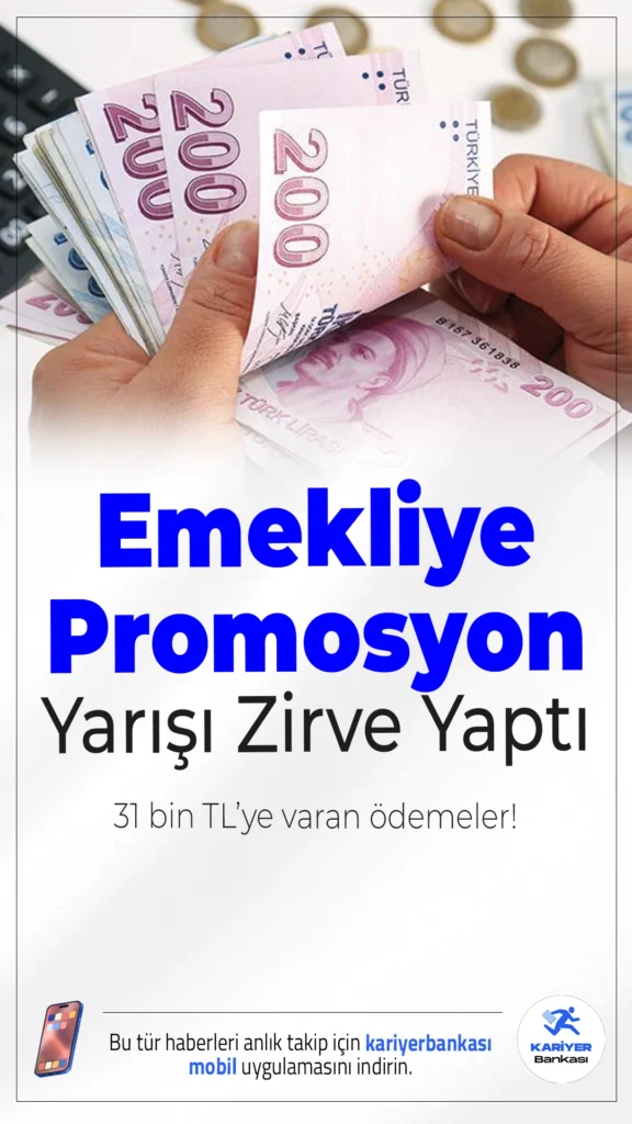 Emekliye Promosyon Yarışı 2025 Aralık'ta Zirve Yaptı: 31 Bin TL’ye Varan Ödemeler!2025 yılı Aralık ayında emekli promosyonu kampanyaları adeta rekabet savaşına döndü. Kamu ve özel bankalar, SSK, Bağ-Kur ve Emekli Sandığı emeklileri için cazip promosyon tutarlarının yanı sıra ek ödül, kredi kolaylığı ve kart harcama kampanyaları ile öne çıkıyor. En yüksek promosyon tutarı 31.000 TL’ye kadar yükselirken, bankalar maaş taşıma ve 3 yıl kalma taahhüdü ile emeklilere birçok avantaj sağlıyor.