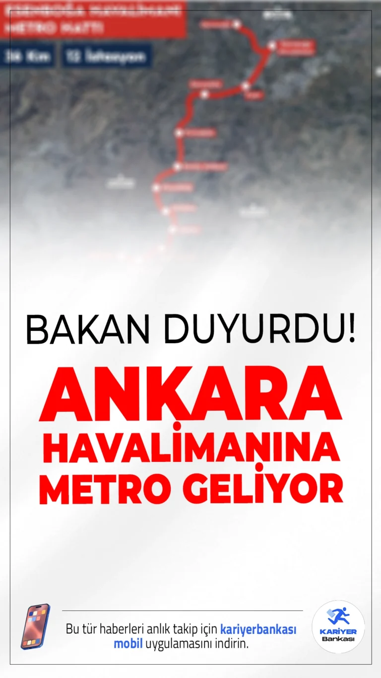 Ankara Esenboğa Havalimanına Metro Geliyor!Ulaştırma ve Altyapı Bakanı Abdulkadir Uraloğlu, 36 kilometrelik Esenboğa Havalimanı Metro Hattı projesinin çalışmalarına 2026 yılında başlanacağını açıkladı. Ankara'nın ulaşım altyapısına büyük katkı sağlayacak proje, 12 istasyonla başkentin önemli noktalarını havalimanına bağlayacak.