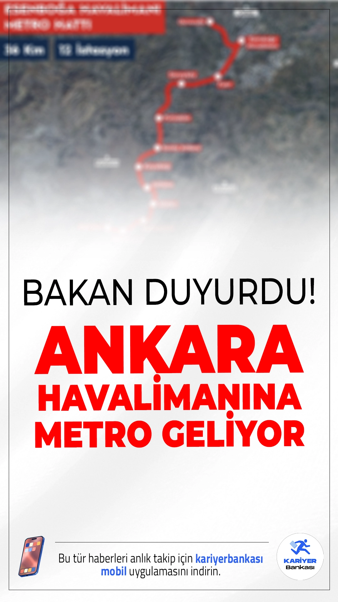Ankara Esenboğa Havalimanına Metro Geliyor!Ulaştırma ve Altyapı Bakanı Abdulkadir Uraloğlu, 36 kilometrelik Esenboğa Havalimanı Metro Hattı projesinin çalışmalarına 2026 yılında başlanacağını açıkladı. Ankara'nın ulaşım altyapısına büyük katkı sağlayacak proje, 12 istasyonla başkentin önemli noktalarını havalimanına bağlayacak.