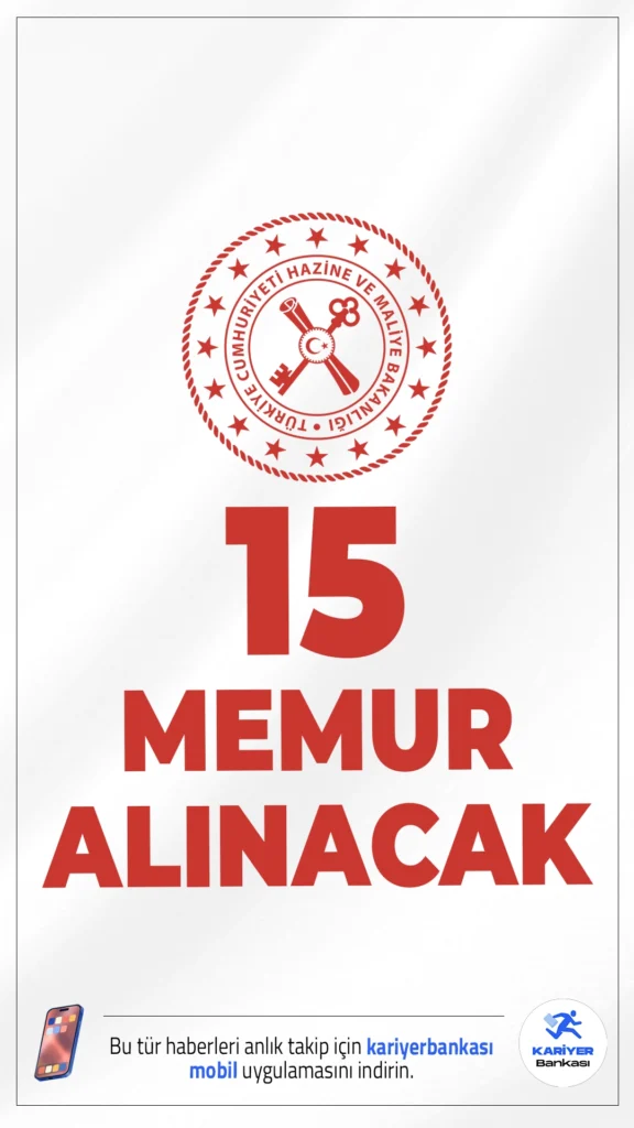 Hazine Bakanlığı 15 Memur Alımı Yapacak.Hazine ve Maliye Bakanlığı, Muhasebat Genel Müdürlüğü bünyesinde görevlendirilmek üzere 15 Stajyer Muhasebat Kontrolörü alımı yapacak. Alımlar, yazılı ve sözlü sınav olmak üzere iki aşamalı giriş sınavı ile gerçekleştirilecek. Adaylardan KPSSP48 puan türünden en az 80 puan alma şartı aranıyor.