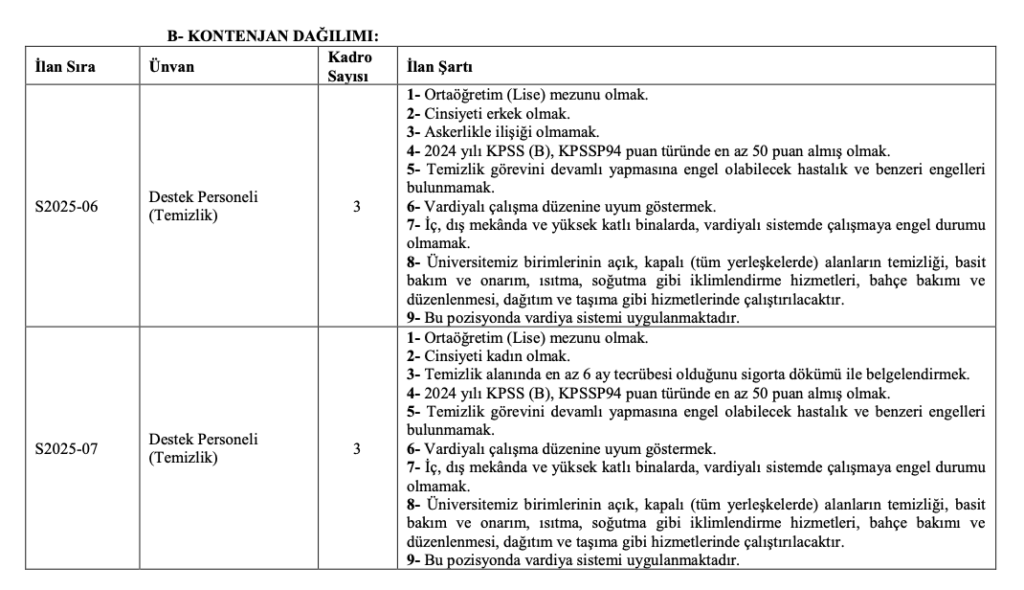 Bandırma Onyedi Eylül Üniversitesi personel alımı