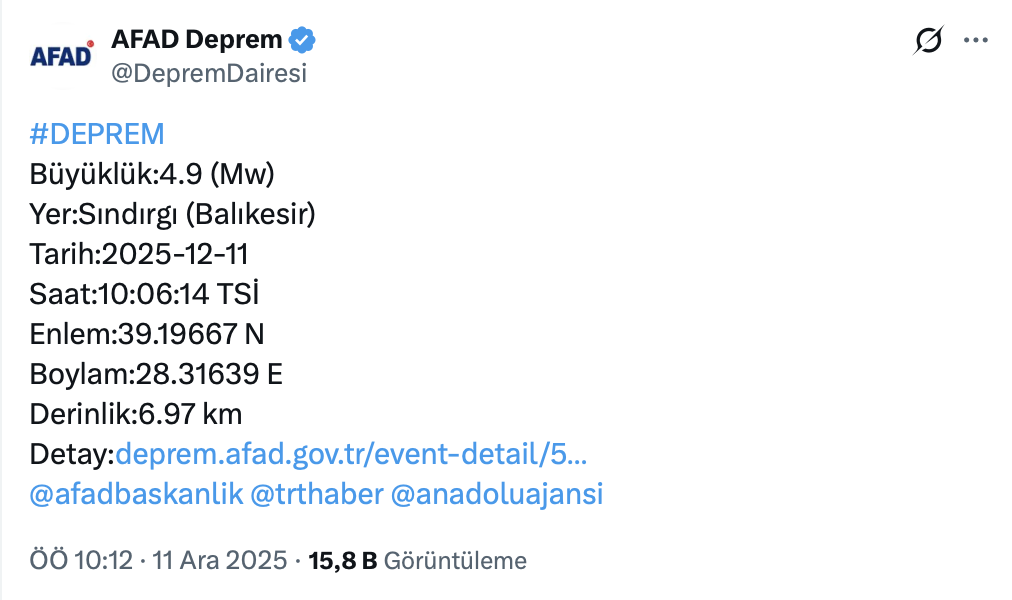 balıkesir deprem