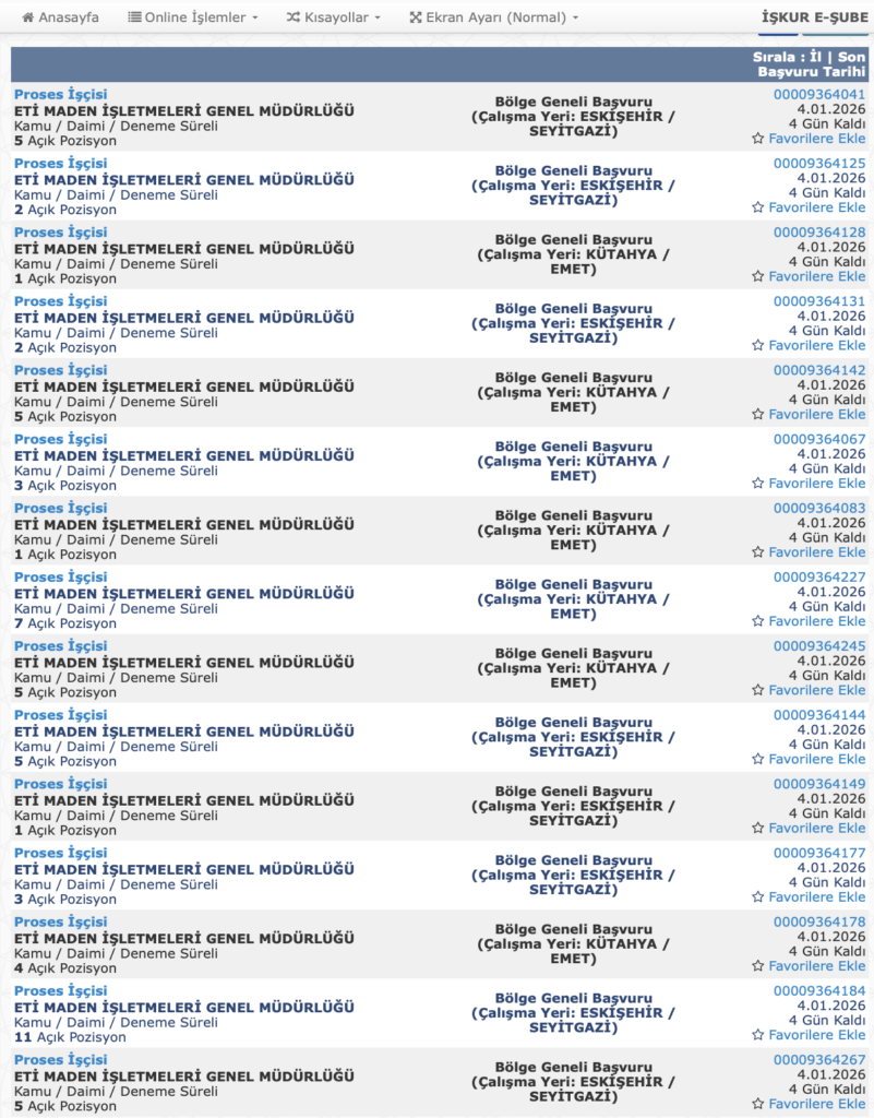 Eti Maden 185 İşçi Alımı 
