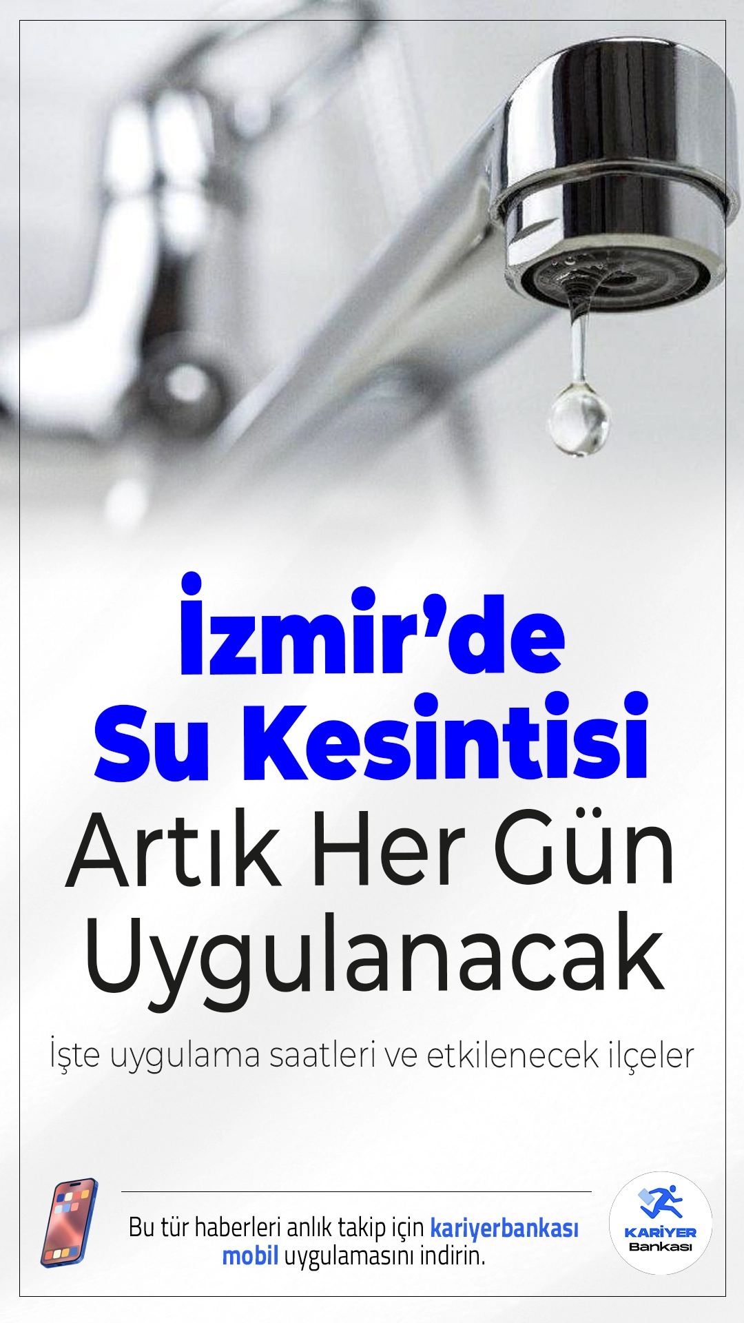 İzmir’de Su Kesintisi Artık Her Gün: İşte Uygulama Saatleri ve Etkilenecek İlçeler.Kuraklık nedeniyle su kaynaklarında yaşanan ciddi azalma, İzmir’de su kesintilerinin kapsamını genişletti. Daha önce 3 ve 2 günde bir yapılan kesintiler artık her gün uygulanacak.