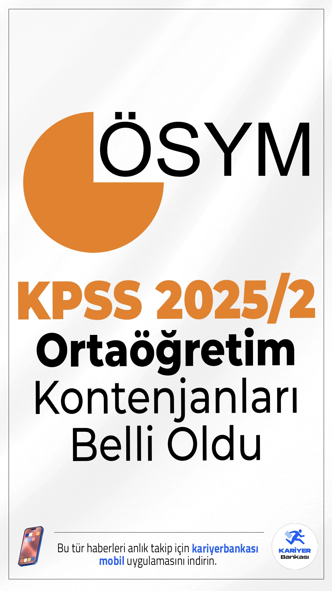 KPSS 2025/2 Ortaöğretim Kontenjanları Belli Oldu.ÖSYM sayfasından yayımlanan duyuruya göre,  KPSS 2025/2 kılavuzu ile ortaöğretim mezunu adaylar,  farklı ünvanlarda tercihlerini 18 Aralık – 25 Aralık 2025 tarihleri arasında gerçekleştirecek. Tercih işlemleri ÖSYM’nin http://ais.osym.gov.tr/ adresi üzerinden yapılacak.