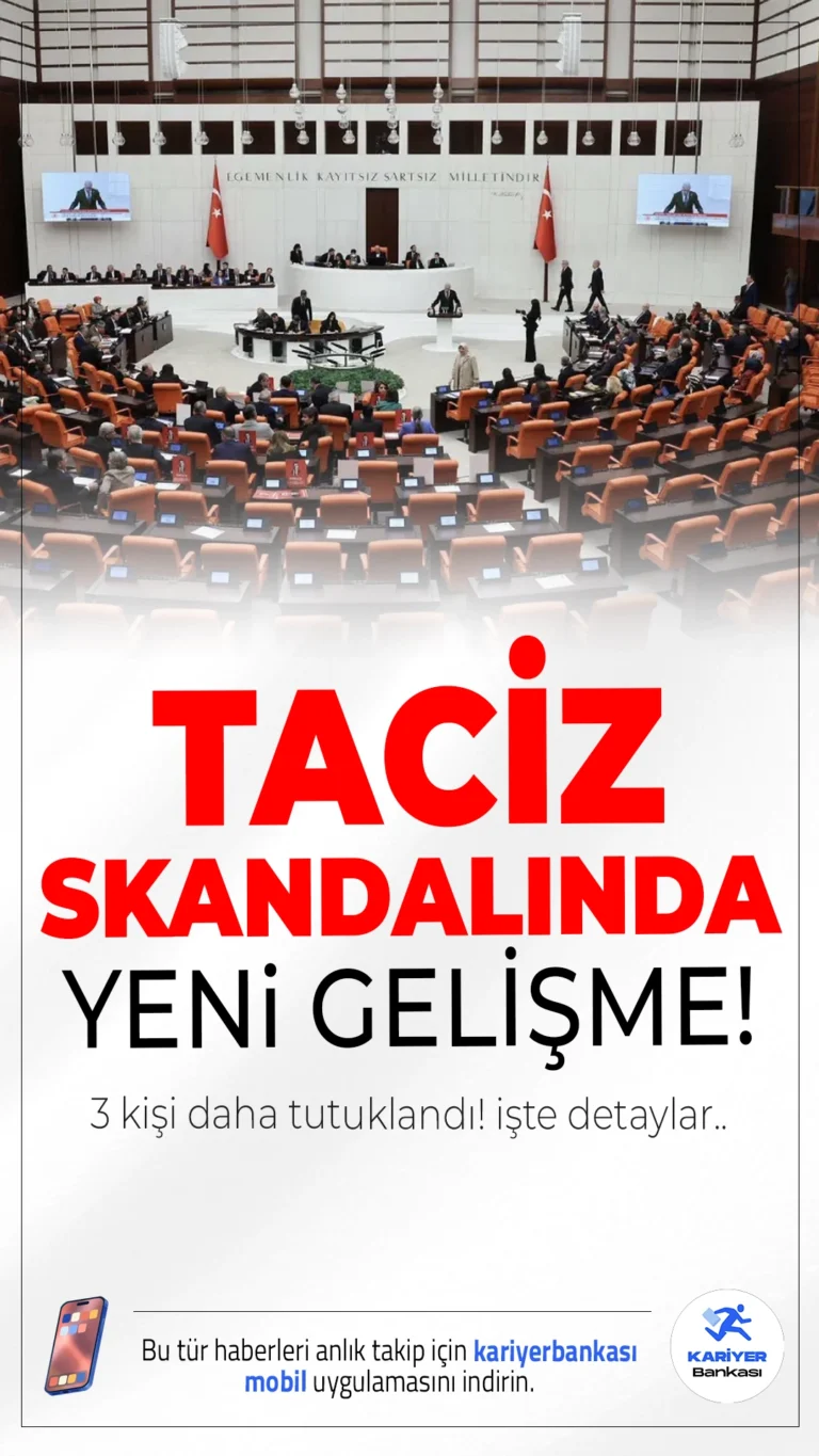TBMM’de Taciz Skandalı: 3 Kişi Daha Tutuklandı.TBMM lokantasında stajyer kız öğrencilere yönelik taciz iddialarında soruşturma derinleşti. 3 aşçı daha tutuklandı, dosyada tutuklu sayısı 4’e yükseldi.