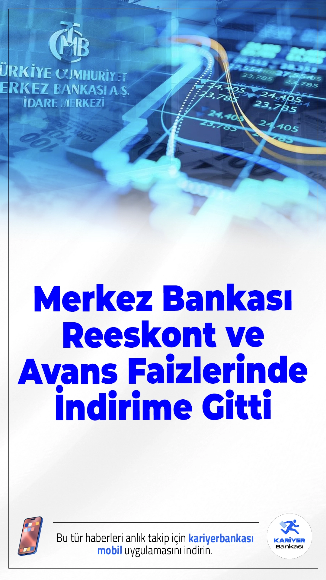 Merkez Bankası Reeskont ve Avans Faizlerinde İndirime Gitti.TCMB, kısa vadeli kredi maliyetlerini etkileyen reeskont ve avans faiz oranlarını düşürdü. Yeni oranlar Resmî Gazete’de yayımlanarak yürürlüğe girdi.