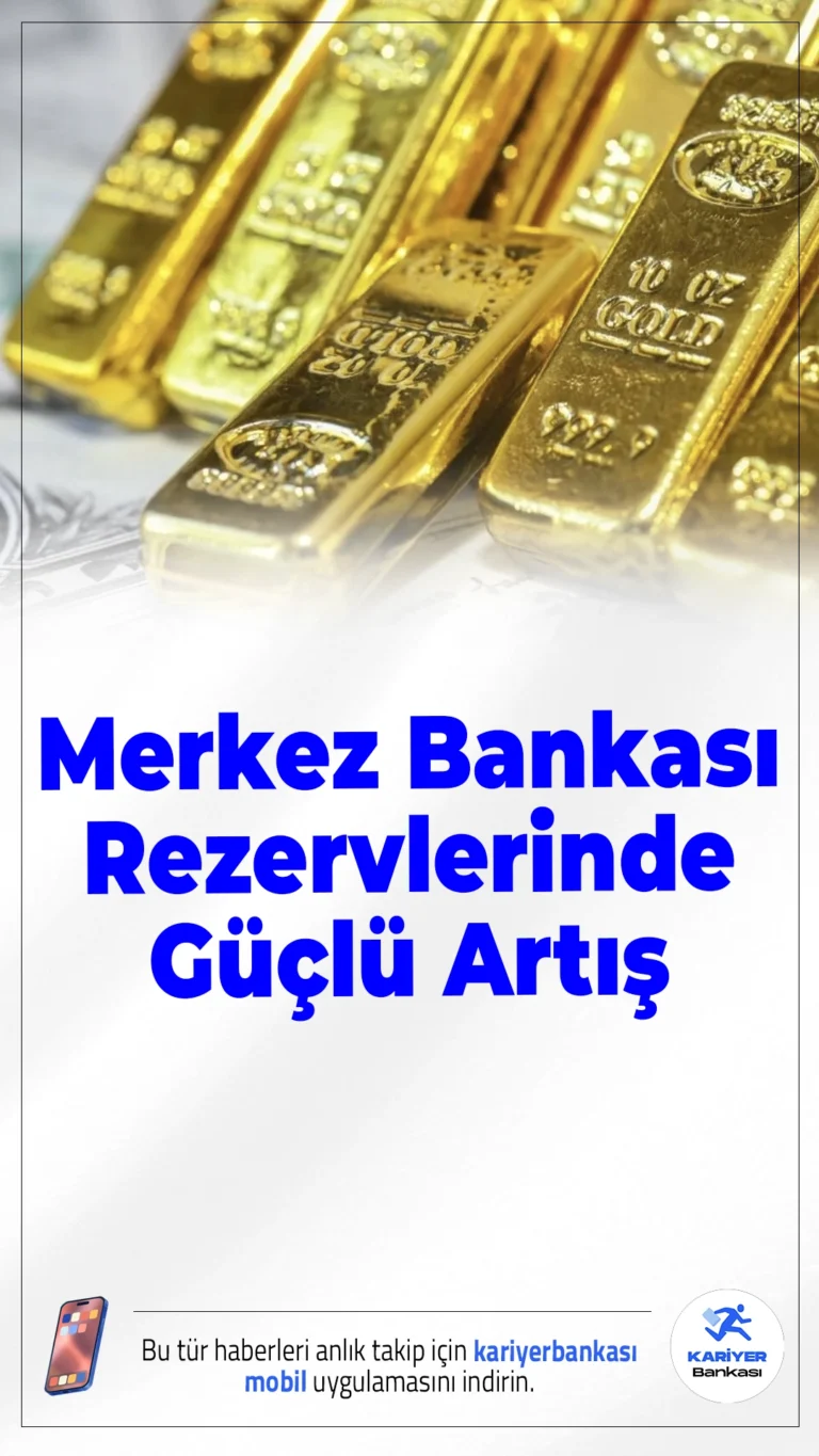 Merkez Bankası'nın Rezervlerinde Güçlü Artış.TCMB'nin net rezervleri, döviz piyasasından yapılan 3 milyar dolarlık alım ve altın fiyatlarındaki yükselişin etkisiyle son haftada toplam 5,5 milyar dolar arttı.