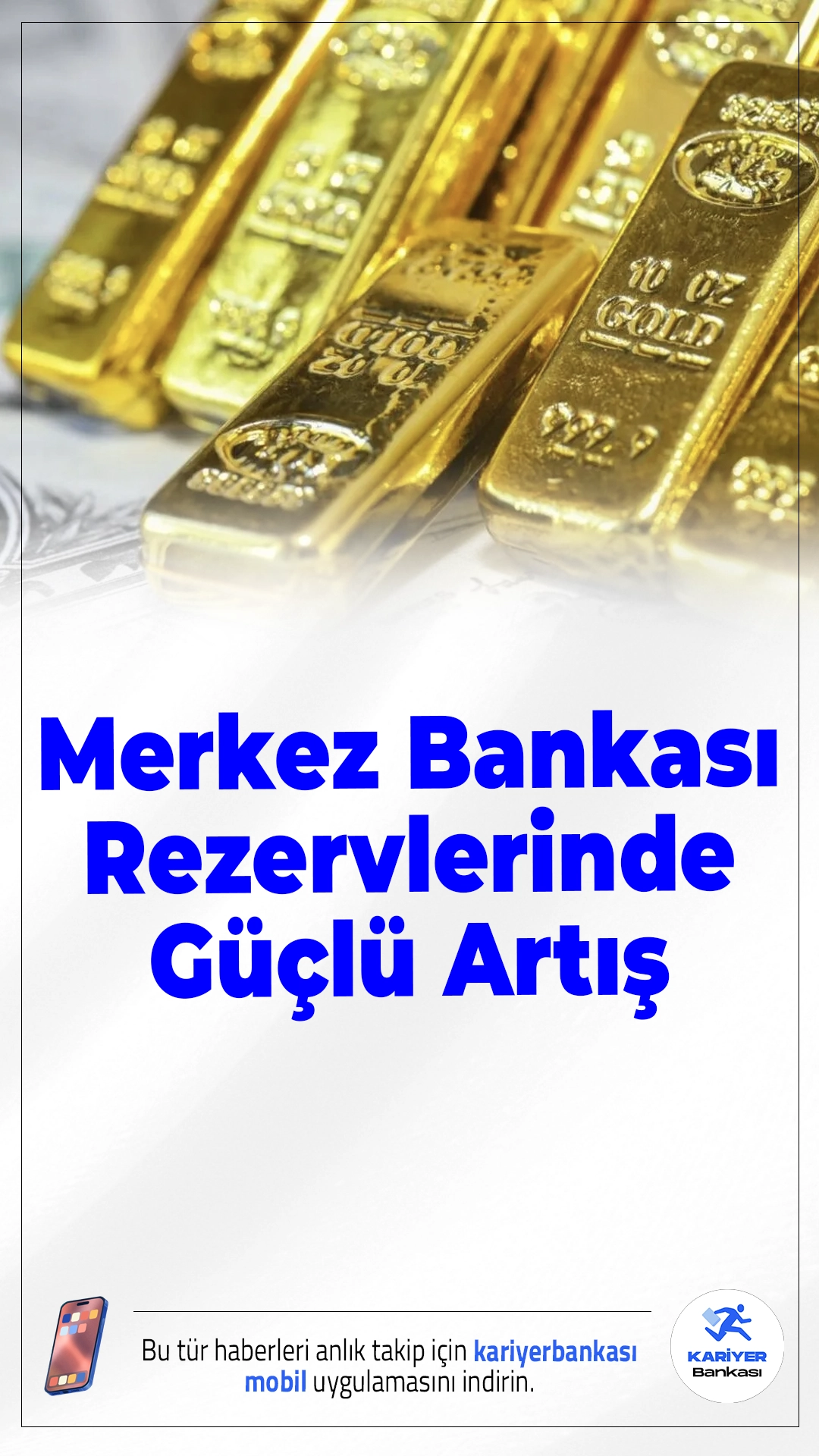 Merkez Bankası'nın Rezervlerinde Güçlü Artış.TCMB'nin net rezervleri, döviz piyasasından yapılan 3 milyar dolarlık alım ve altın fiyatlarındaki yükselişin etkisiyle son haftada toplam 5,5 milyar dolar arttı.