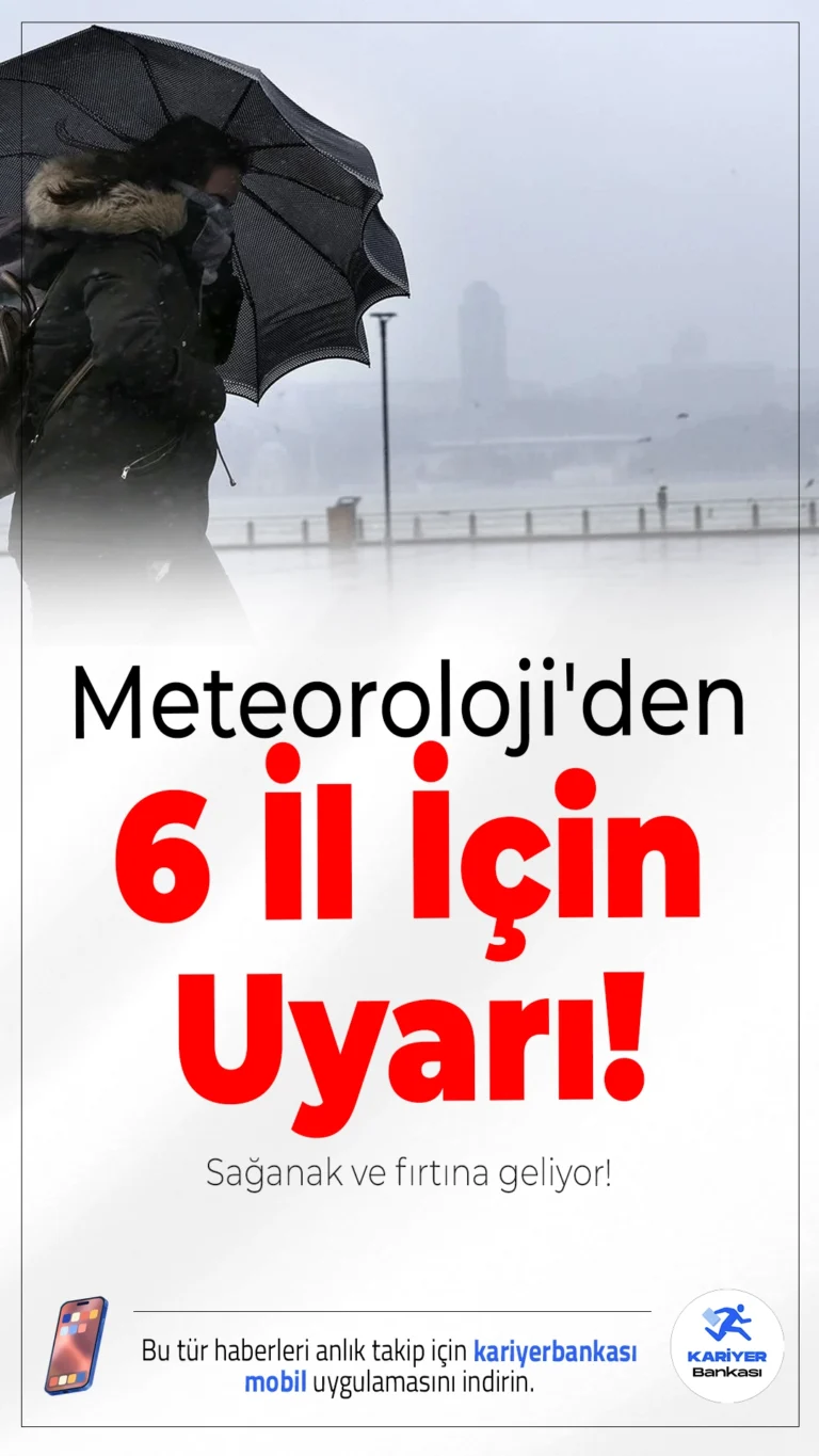 Meteoroloji'den 6 İl İçin Uyarı: Sağanak ve Fırtına Geliyor!5 Aralık 2025 hava durumu raporuna göre, kuvvetli yağış ve fırtına beklenen 6 il için sarı ve turuncu kodlu uyarı yapıldı. Vatandaşların dikkatli ve tedbirli olması istendi.