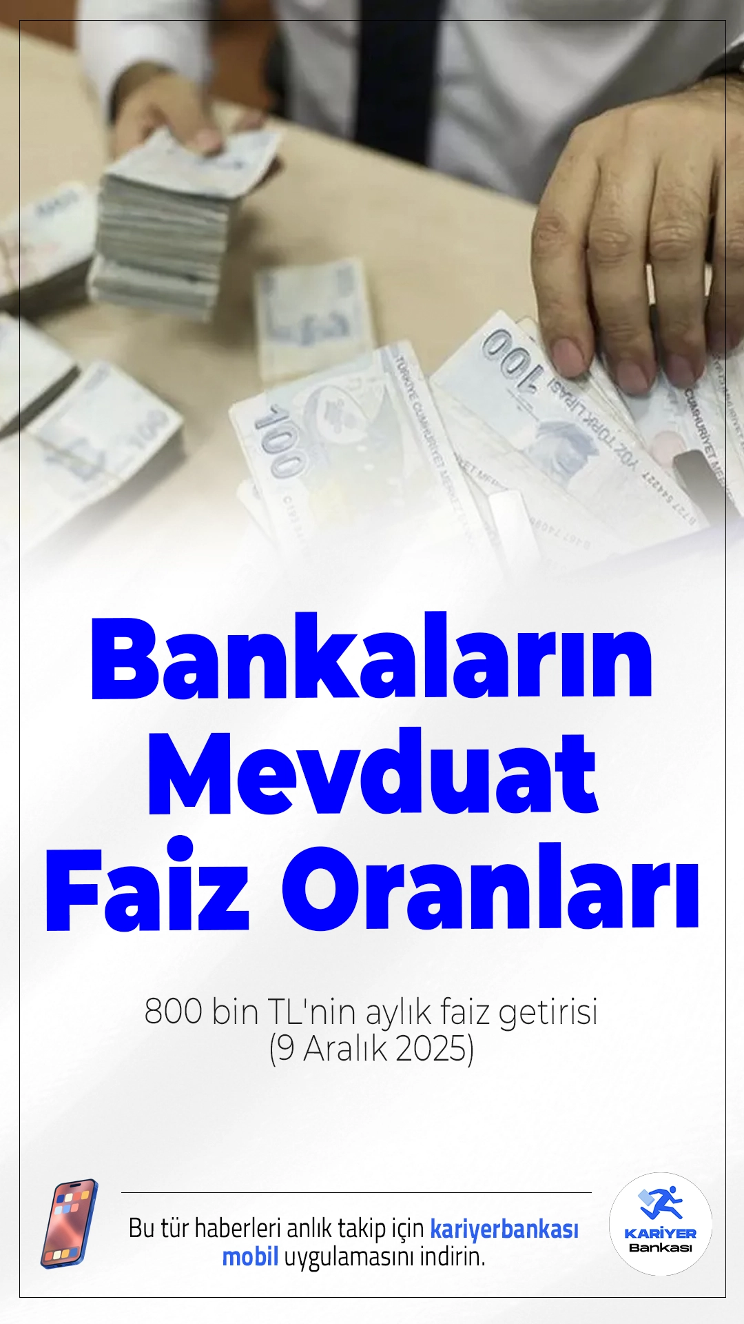 Bankaların Mevduat Faiz Oranları ve 800 Bin TL'nin Aylık Faiz Getirisi (9 Aralık 2025).Merkez Bankası’nın 11 Aralık’taki faiz kararı öncesi yatırımcılar en yüksek mevduat faizi veren bankaları ve 800 bin TL’lik birikimlerinin aylık kazancını merak ediyor. İşte banka banka güncel faiz oranları ve kazanç tabloları...