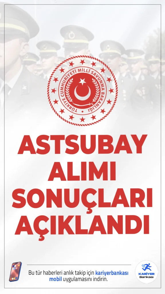 MSB Astsubay Alımı Başvuru Sonuçları Açıklandı.Milli Savunma Bakanlığı’nın 2025 yılı muvazzaf astsubay alımı başvuru sonuçları açıklandı. Buna göre ön incelemesi olumlu sonuçlanan adaylar 12–21 Aralık 2025 tarihleri arasında sınav ücretini yatıracak.