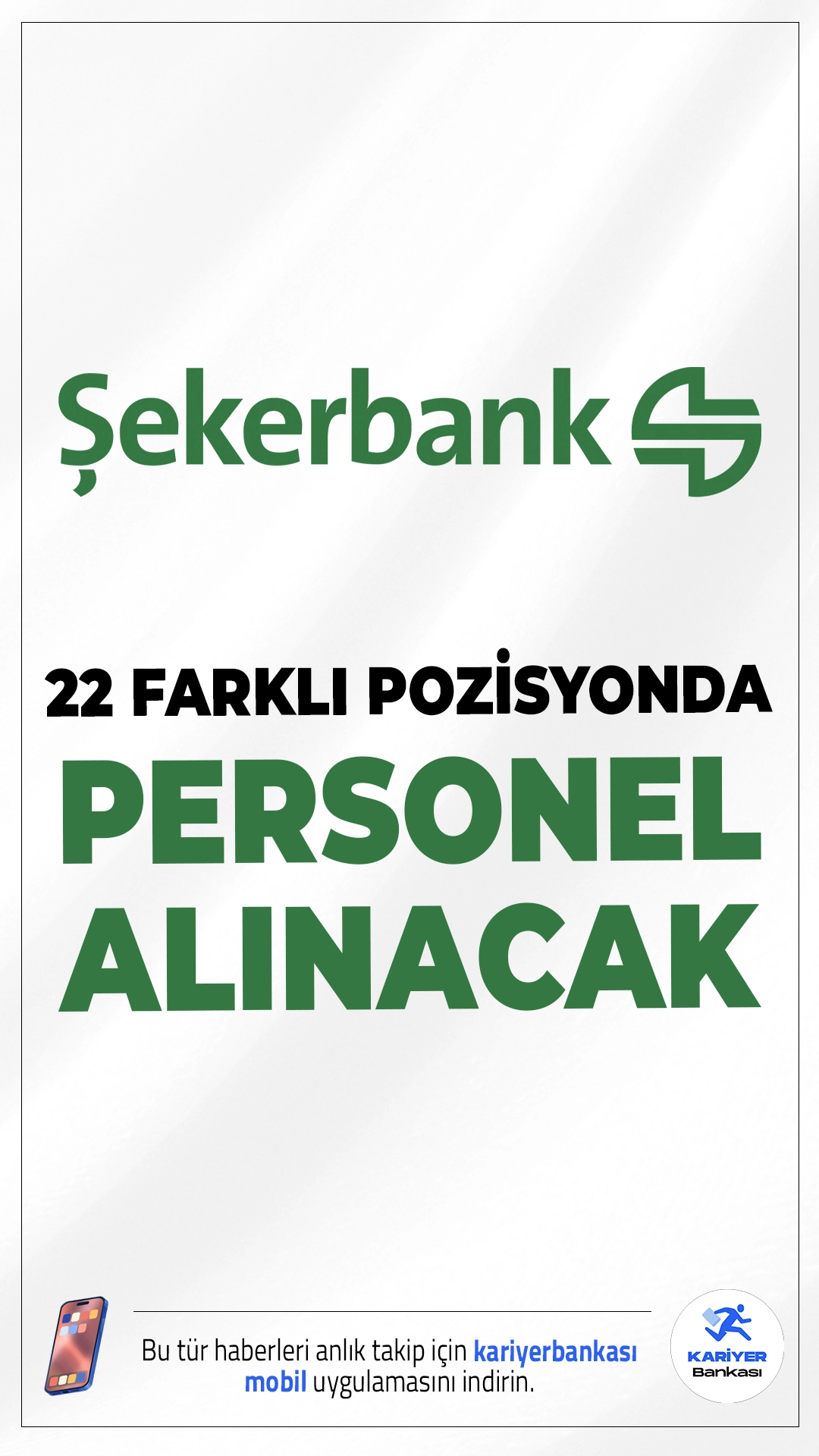 Şekerbank 22 Farklı Pozisyonda Personel Alımı Yapacak.Türkiye’nin köklü bankalarından Şekerbank, 2025 yılı sonu itibarıyla istihdam kadrosunu genişletiyor. Banka, yayımladığı yeni iş ilanı ile 22’den fazla farklı pozisyonda personel alımı yapacağını duyurdu. Bankanın duyurusuna göre başvuru yapan adaylara 1 hafta içinde geri dönüş sağlanıyor ve şartları taşıyan adaylar iş görüşmesine davet ediliyor.