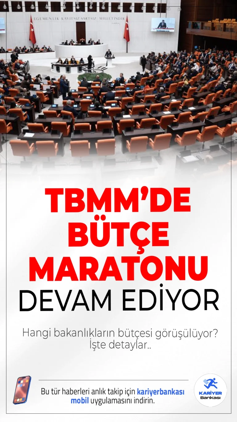 TBMM’de Bütçe Maratonu Sona Yaklaşıyor.Türkiye Büyük Millet Meclisi’nde 8 Aralık’ta başlayan 2026 yılı bütçe görüşmeleri aralıksız devam ediyor. Meclis Genel Kurulu, günlük program tamamlanana kadar çalışmayı sürdürecek. Bütçenin tümü üzerindeki görüşmeler ve oylama ise 21 Aralık Pazar günü gerçekleştirilecek.