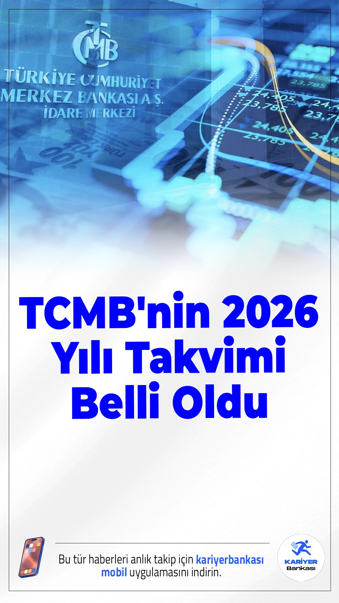 TCMB'nin 2026 Yılı Takvimi Belli Oldu.Türkiye Cumhuriyet Merkez Bankası (TCMB), 2026 yılında gerçekleştireceği Para Politikası Kurulu toplantıları ile enflasyon ve istikrar raporlarının tarihlerini duyurdu.