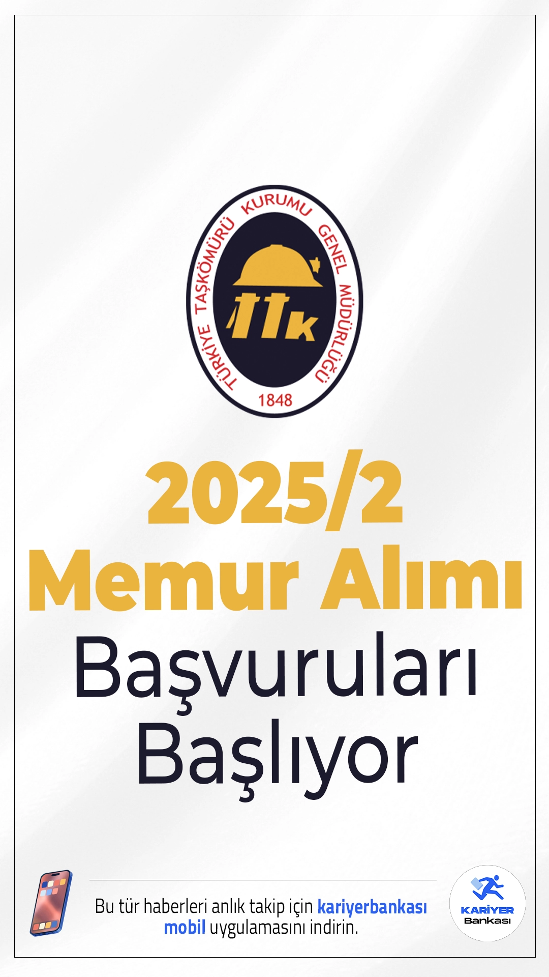 TTK 2025/2 Memur Alımı Başvuruları Başlıyor.Türkiye Taşkömürü Kurumu (TTK), 2025/2 tercih kılavuzuyla sözleşmeli memur ve personel alımı yapacağını duyurdu. Bu kapsamda KPSS puanı ile merkezi yerleştirme usulü üzerinden mühendis, tekniker, memur, ambar memuru ve sağlık memuru gibi farklı kadrolara personel istihdam edilecek. Merkezî yerleştirme süreci, ÖSYM tarafından yürütülecek ve yerleştirmelerde sadece KPSS puanı esas alınacak.