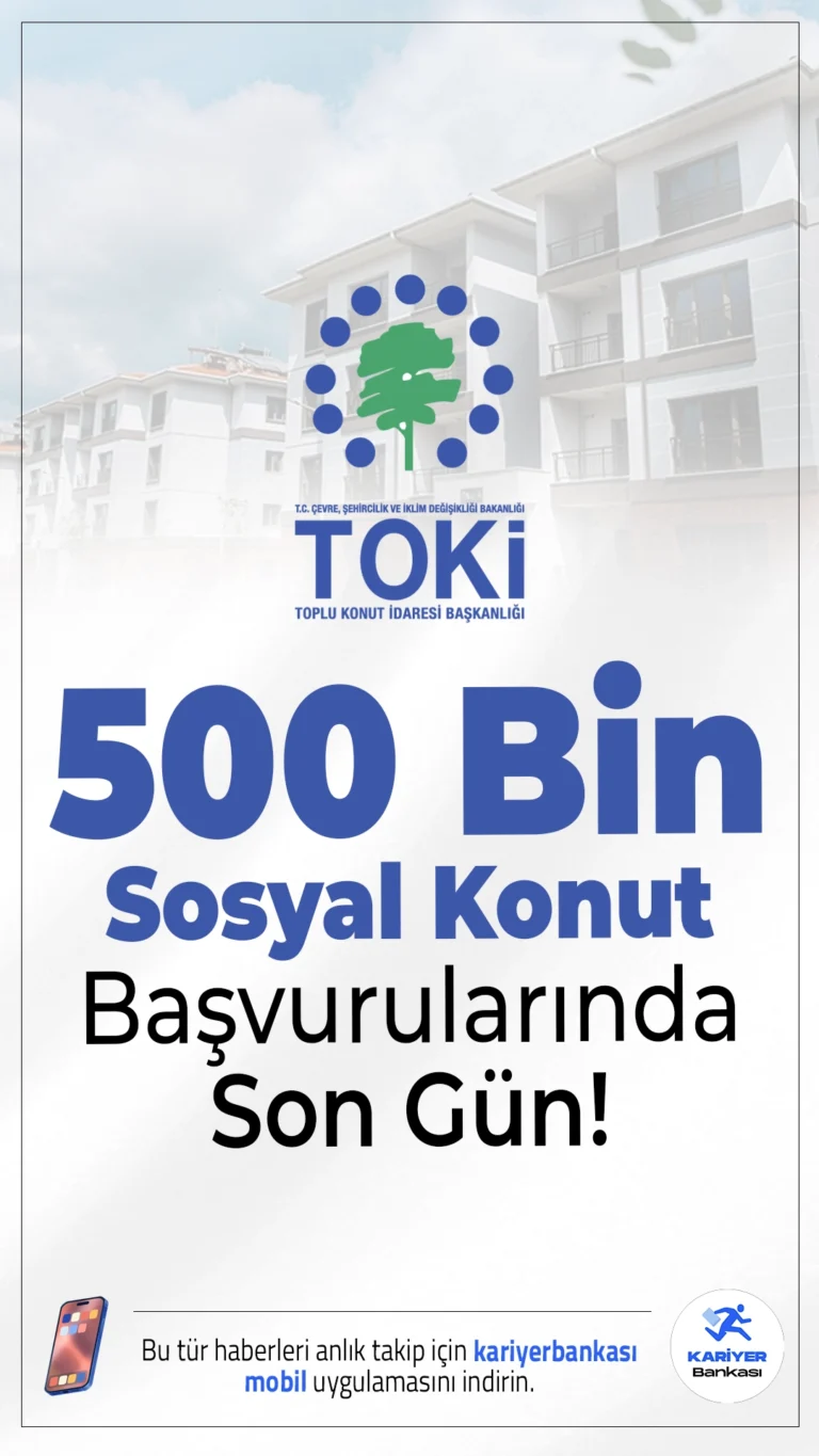 TOKİ 500 Bin Sosyal Konut İçin Başvurular Bitiyor.Türkiye'nin 81 ilinde hayata geçirilen en büyük sosyal konut hamlesi için başvurular bugün saat 17.00'de sona erecek. İlk kura çekimi ise 29 Aralık’ta başlayacak.