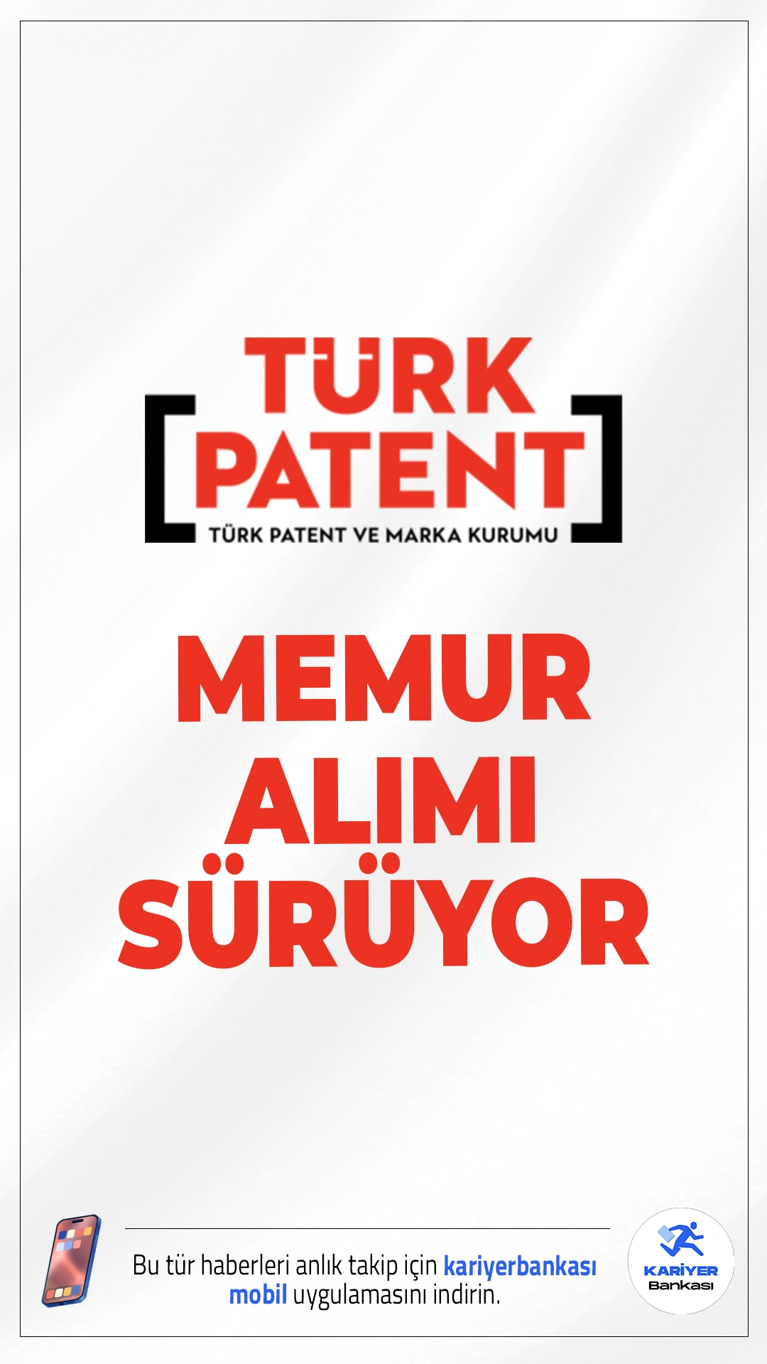 Türk Patent 34 Memur Alımı Sürüyor.Türk Patent ve Marka Kurumu (TÜRKPATENT) memur alımı başvurusu sürüyor.Resmi Gazete'de yayımlanan duyuruda, TÜRKPATENT'e 34 memur alımı yapılacağı aktarıldı. İlgili duyuruya göre, giriş sınavı sözlü olarak yapılacak ve belirlenen şartları sağlayan adaylar değerlendirmeye alınacak.İşte şartlar ve başvuru bilgileri..