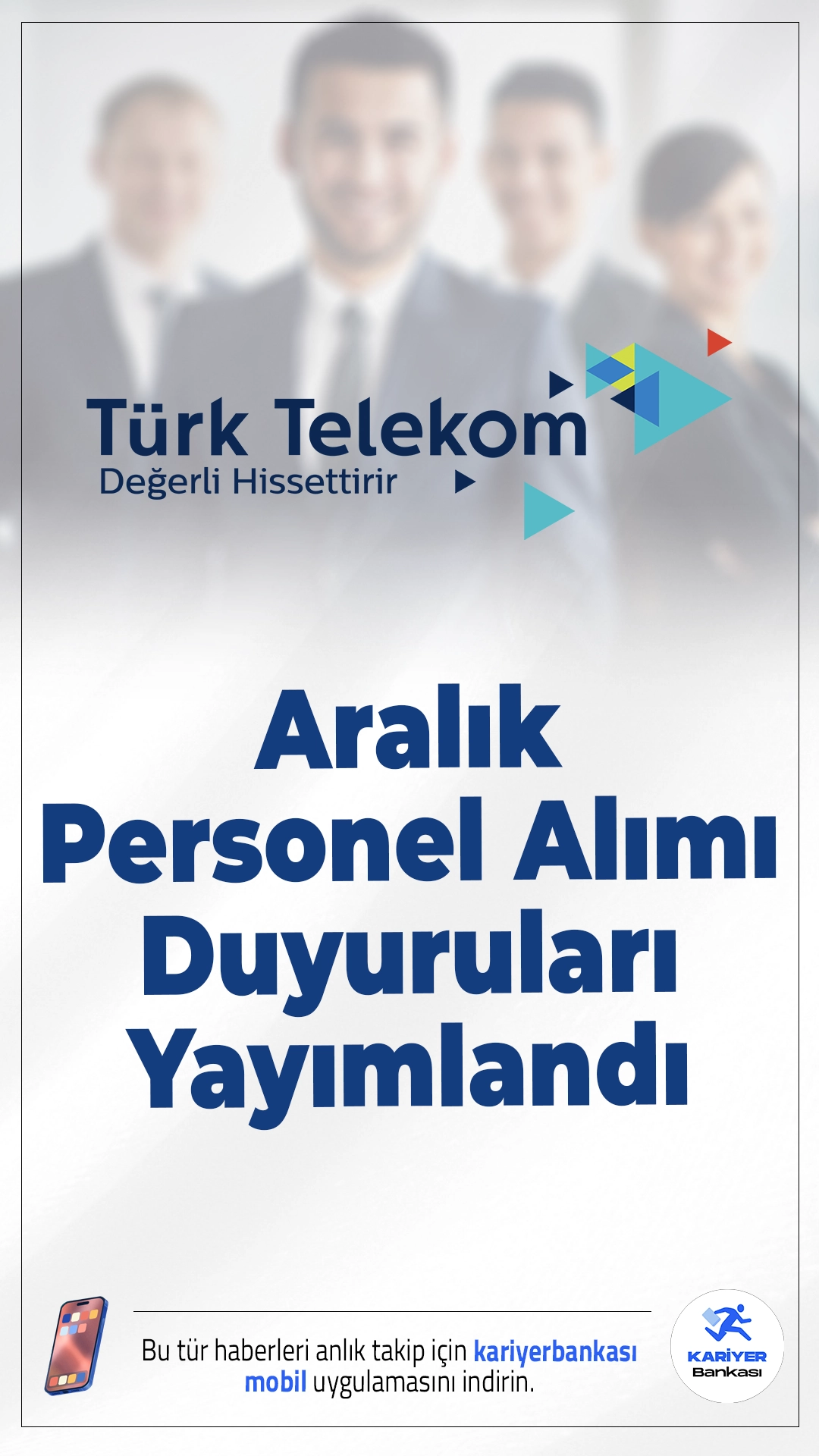 Türk Telekom Aralık Personel Alımı Duyuruları Yayımlandı.Türkiye’nin önde gelen teknoloji ve iletişim şirketlerinden Türk Telekom, Aralık 2025 itibarıyla çok sayıda farklı kadroda personel alımı gerçekleştireceğini duyurdu. Başvuru yapılabilecek pozisyonlar arasında yazılım, sistem yönetimi, dijital çözümler, veri tabanı yöneticiliği, muhasebe, teknik ürün yöneticiliği ve daha pek çok alan yer alıyor.İşte kadrolar ve başvuru bilgileri..