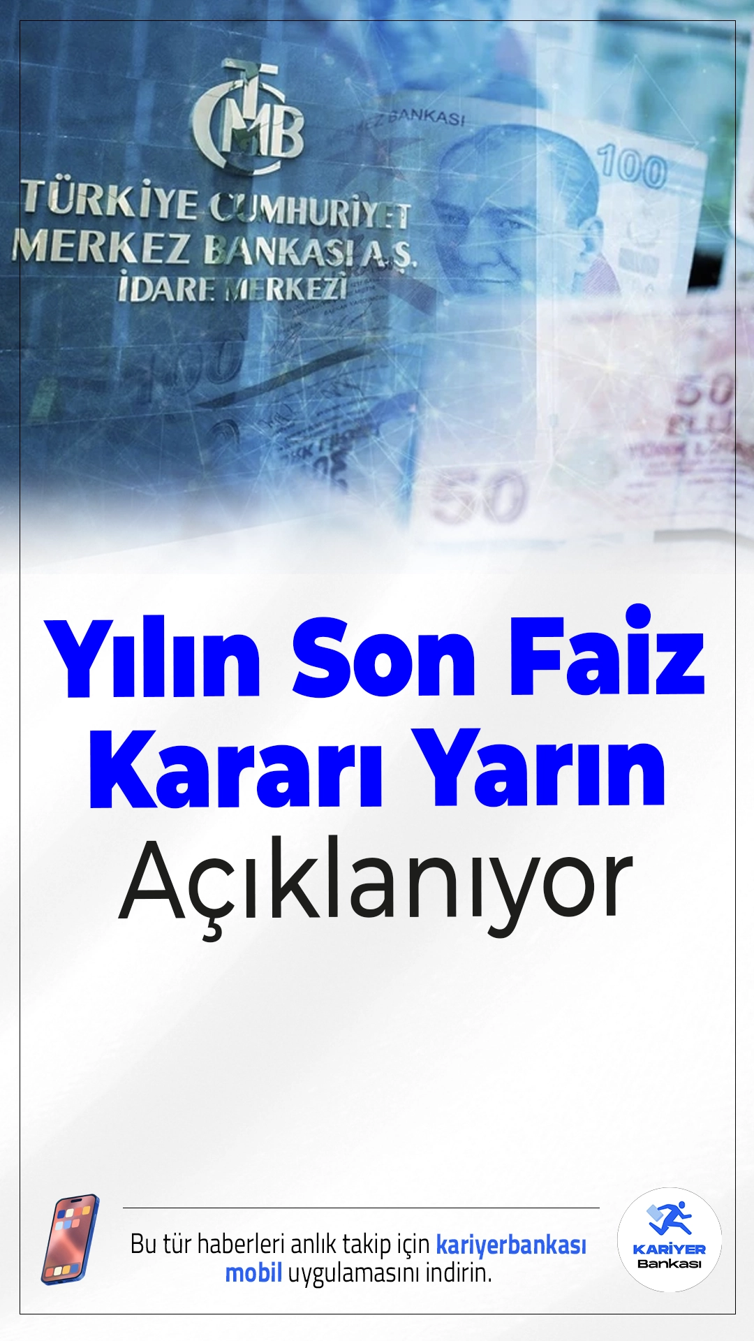 Yılın Son Faiz Kararı Yarın Açıklanıyor: Gözler Merkez Bankası’nda.Merkez Bankası Para Politikası Kurulu, yılın son toplantısını yarın gerçekleştirecek. Karar, saat 14.00’te açıklanacak ve piyasaların yönü bu kararla şekillenecek.