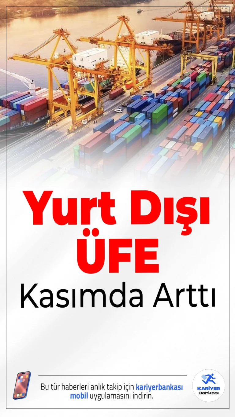 Yurt Dışı ÜFE Kasımda Arttı.TÜİK’in açıkladığı verilere göre Yurt Dışı Üretici Fiyat Endeksi (YD-ÜFE), kasım ayında hem aylık hem de yıllık bazda yükselişini sürdürdü. Enerji ve dayanıksız tüketim mallarında dikkat çeken artışlar yaşandı.