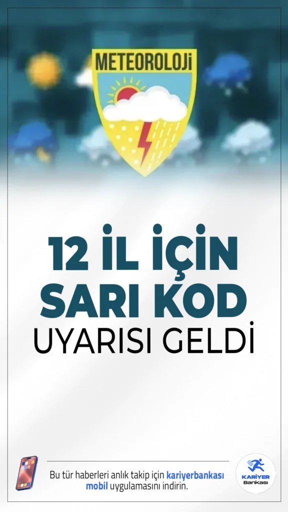 Meteoroloji 12 İl İçin Uyardı: Kuvvetli Sağanak ve Kar Yağışı Geliyor.Meteoroloji, 12 ilde etkili olması beklenen kuvvetli kar ve sağanak yağışlar nedeniyle "sarı" kodlu uyarı yayımladı. Vatandaşların dikkatli ve tedbirli olması istendi.
