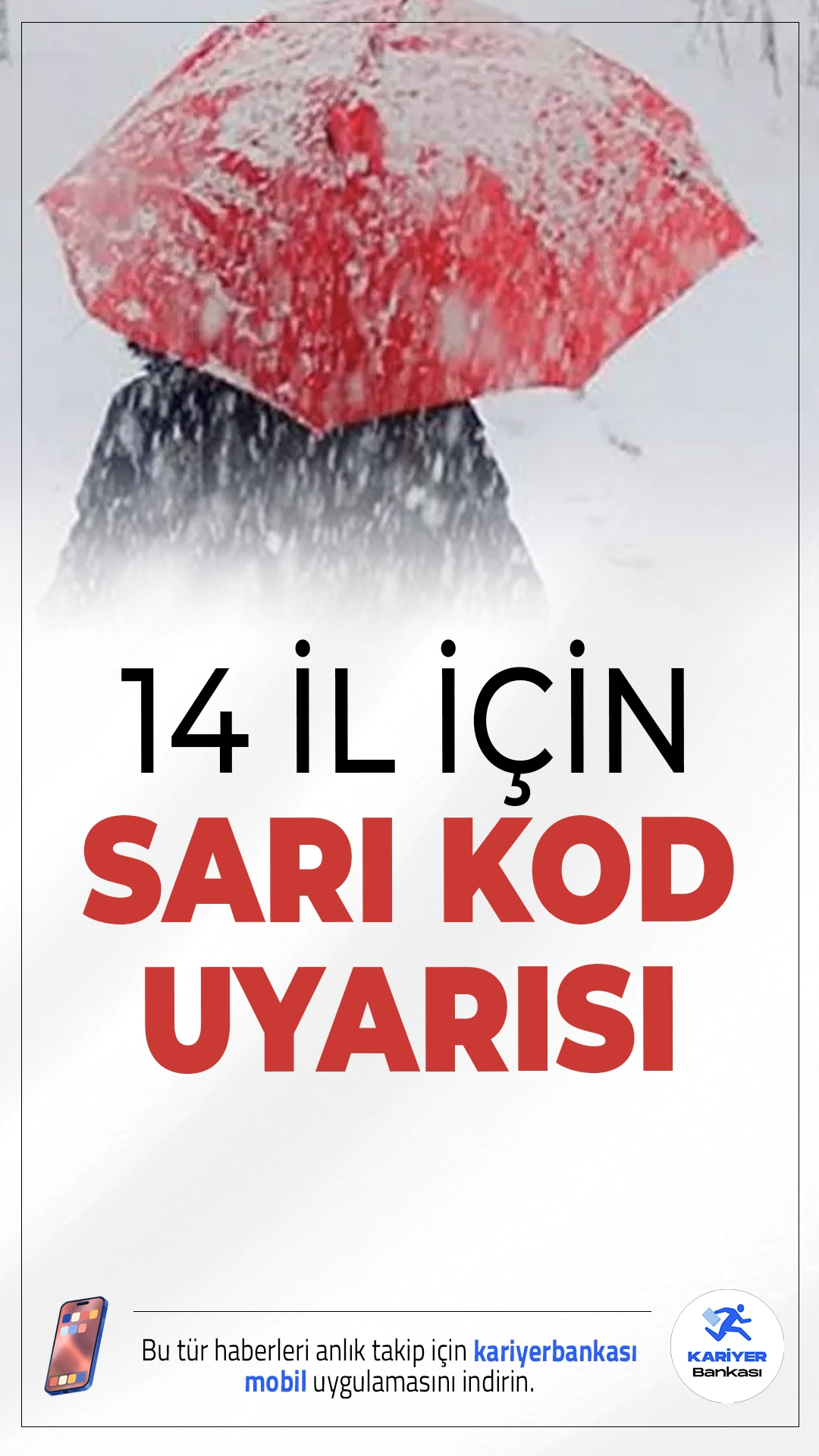 14 İl İçin Sarı Kodlu Uyarı: Kuvvetli Yağış ve Kar Geliyor!Meteoroloji Genel Müdürlüğü’nden alınan verilere göre, yarın itibarıyla Kıyı Ege, Batı ve Doğu Akdeniz ile Güneydoğu Anadolu'da etkili yağışlar bekleniyor. İçişleri Bakanlığı, bu kapsamda 14 il için “sarı” kodlu uyarıyayımladı.