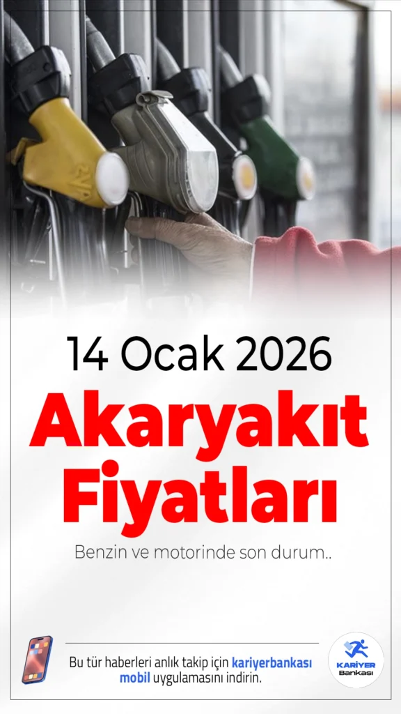 14 Ocak 2026 Akaryakıt Fiyatları: Benzin ve Motorinde Son Durum.Akaryakıt fiyatlarında dalgalanma devam ediyor. 14 Ocak 2026 itibarıyla benzin, motorin ve LPG fiyatlarında herhangi bir zam ya da indirim bulunmuyor.