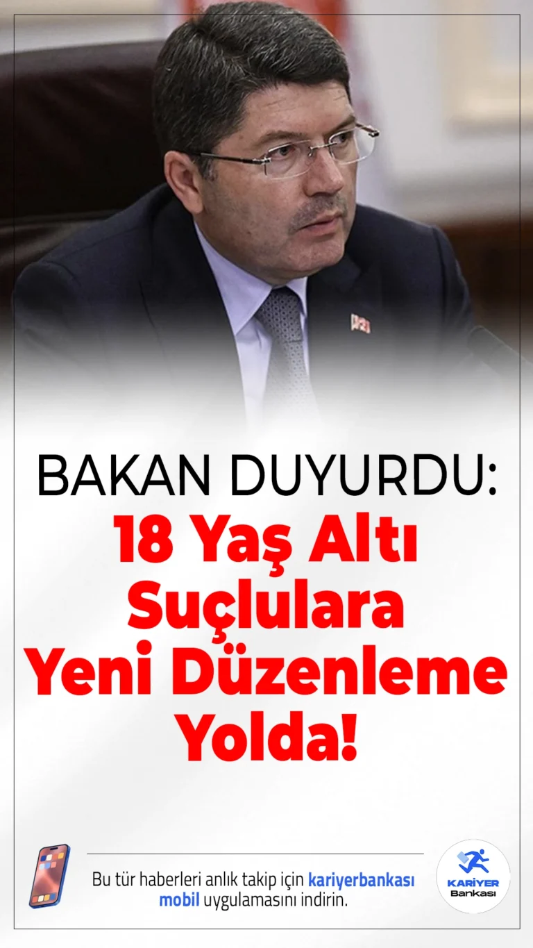 18 Yaş Altı Suçlulara Yeni Düzenleme Yolda.Adalet Bakanı Yılmaz Tunç, çocuk suçlulara yönelik yeni düzenlemenin taslak haline getirildiğini açıkladı. Suçun niteliğine göre, hâkimler indirim yapmadan ceza verebilecek.
