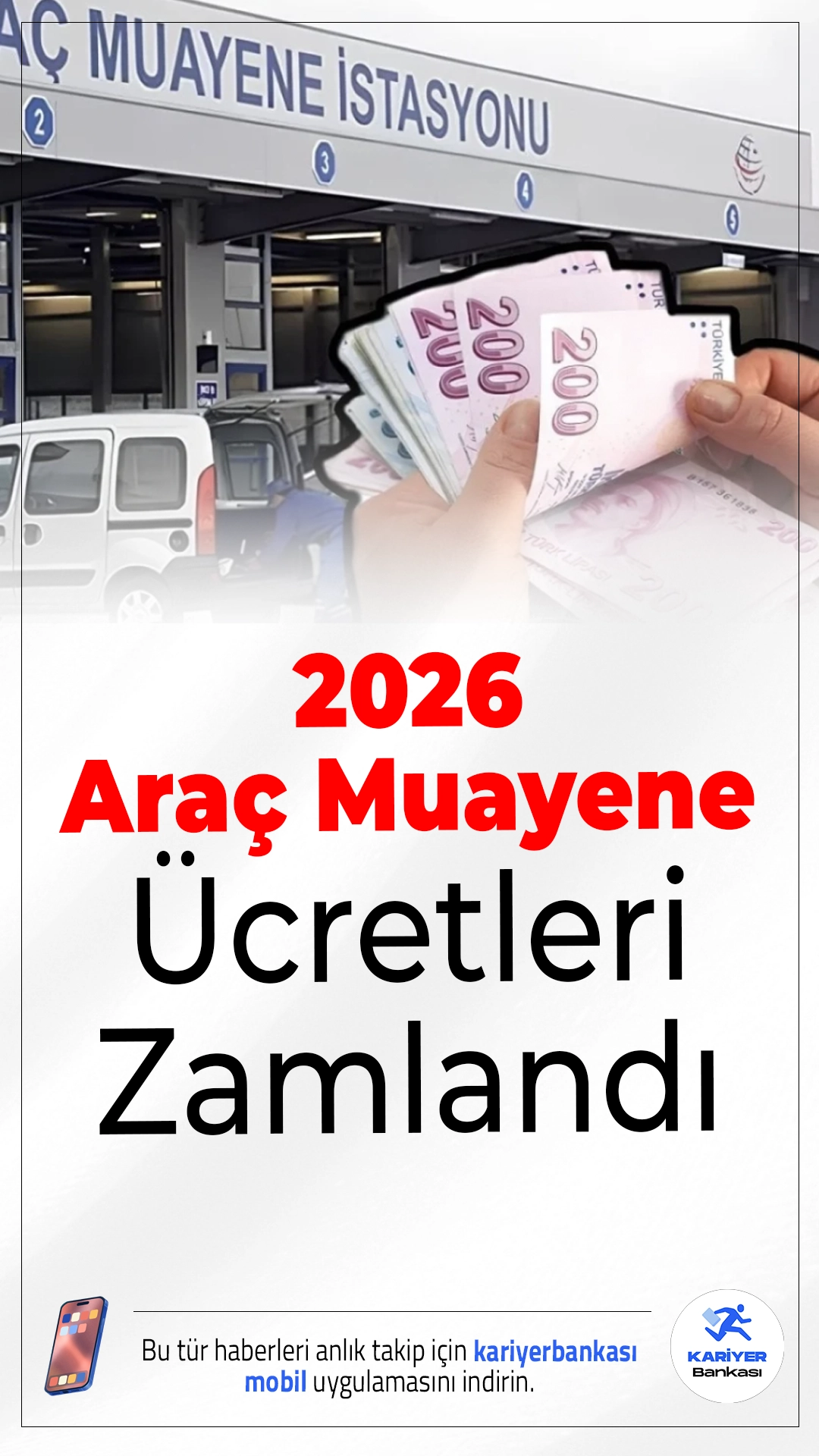 2026 Araç Muayene Ücretleri Zamlandı.2026 yılı itibarıyla zorunlu araç muayene ücretlerine yaklaşık %25 oranında zam yapıldı. TÜVTÜRK istasyonlarında yapılan bu işlemler için vatandaşlar artık daha yüksek ücret ödeyecek.