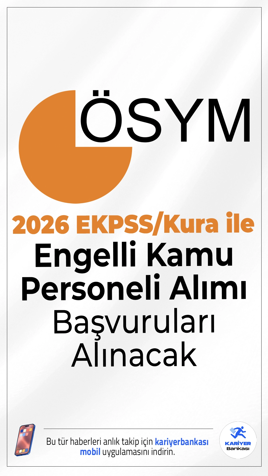 2026 EKPSS/Kura ile Engelli Kamu Personeli Yerleştirme Başvuruları Alınacak. ÖSYM sayfasından yayımlanan duyuruda, Engelli Kamu Personel Seçme Sınavı ve Engellilerin Devlet Memurluğuna Alınmaları Hakkında Yönetmelik uyarınca ÖSYM tarafından yapılan Engelli Kamu Personeli Seçme Sınavı (EKPSS) sonuçları ve kura usulü ile kamu kurum ve kuruşlarının boş kadrolarına yerleştirme yapılacağı aktarıldı.