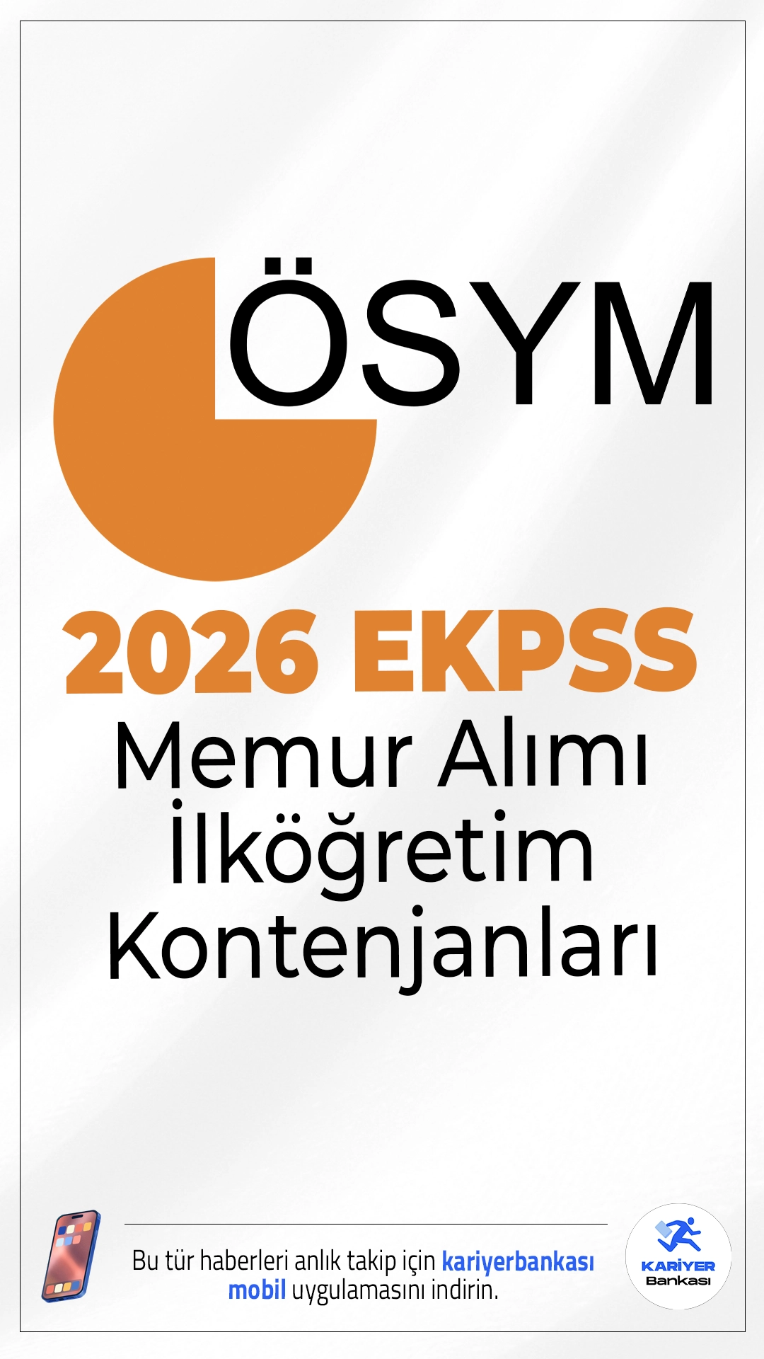 2026 EKPSS Memur Alımı İlköğretim Kontenjanları.ÖSYM sayfasından yayımlanan duyuruya göre,  2026 EKPSS/Kura kılavuzu ile ilköğretim mezunu adaylar,  tercihlerini 8 Ocak -19 Ocak 2026  tarihleri arasında gerçekleştirecek. Tercih işlemleri ÖSYM’nin http://ais.osym.gov.tr/ adresi üzerinden yapılacak.