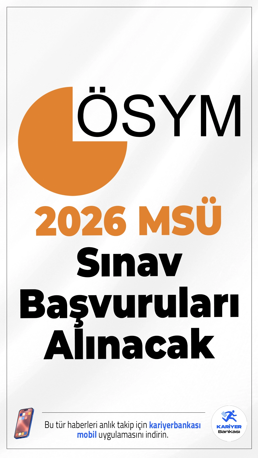 2026 MSÜ Sınav Başvuruları Alınacak.ÖSYM sayfasından yayımlanan duyuruda, 2026 Millî Savunma Üniversitesi Askerî Öğrenci Aday Belirleme Sınavı (2026-MSÜ), 1 Mart 2026 tarihinde uygulanacağı, sınava başvuruların ise 5-29 Ocak 2026 tarihleri arasında yapılacağı aktarıldı.