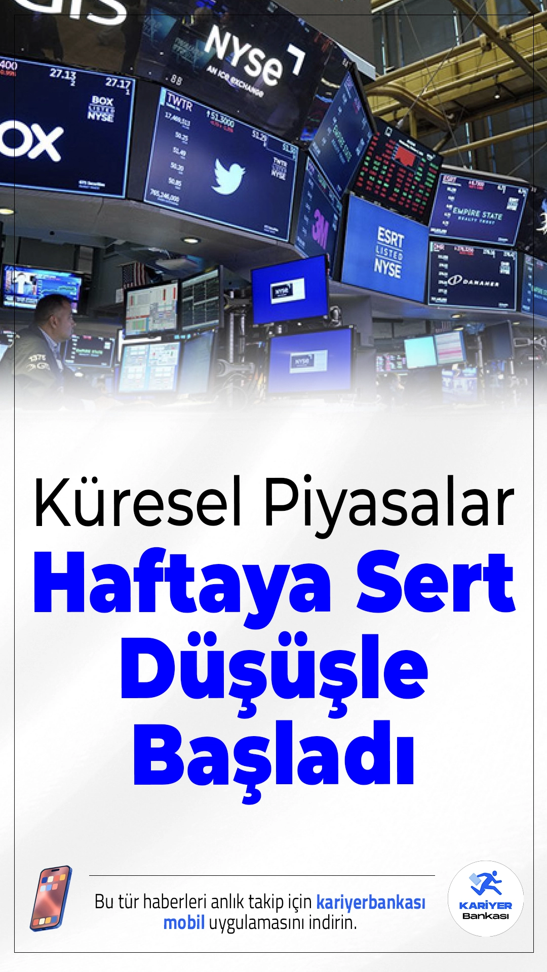 Küresel Piyasalar Haftaya Sert Düşüşle Başladı.Jeopolitik tansiyon, teknoloji hisselerindeki sert satışlar ve ABD'yi etkisi altına alan kar fırtınası küresel piyasaları negatif etkiledi. Altın ve gümüş rekor kırarken, yatırımcı temkinli.