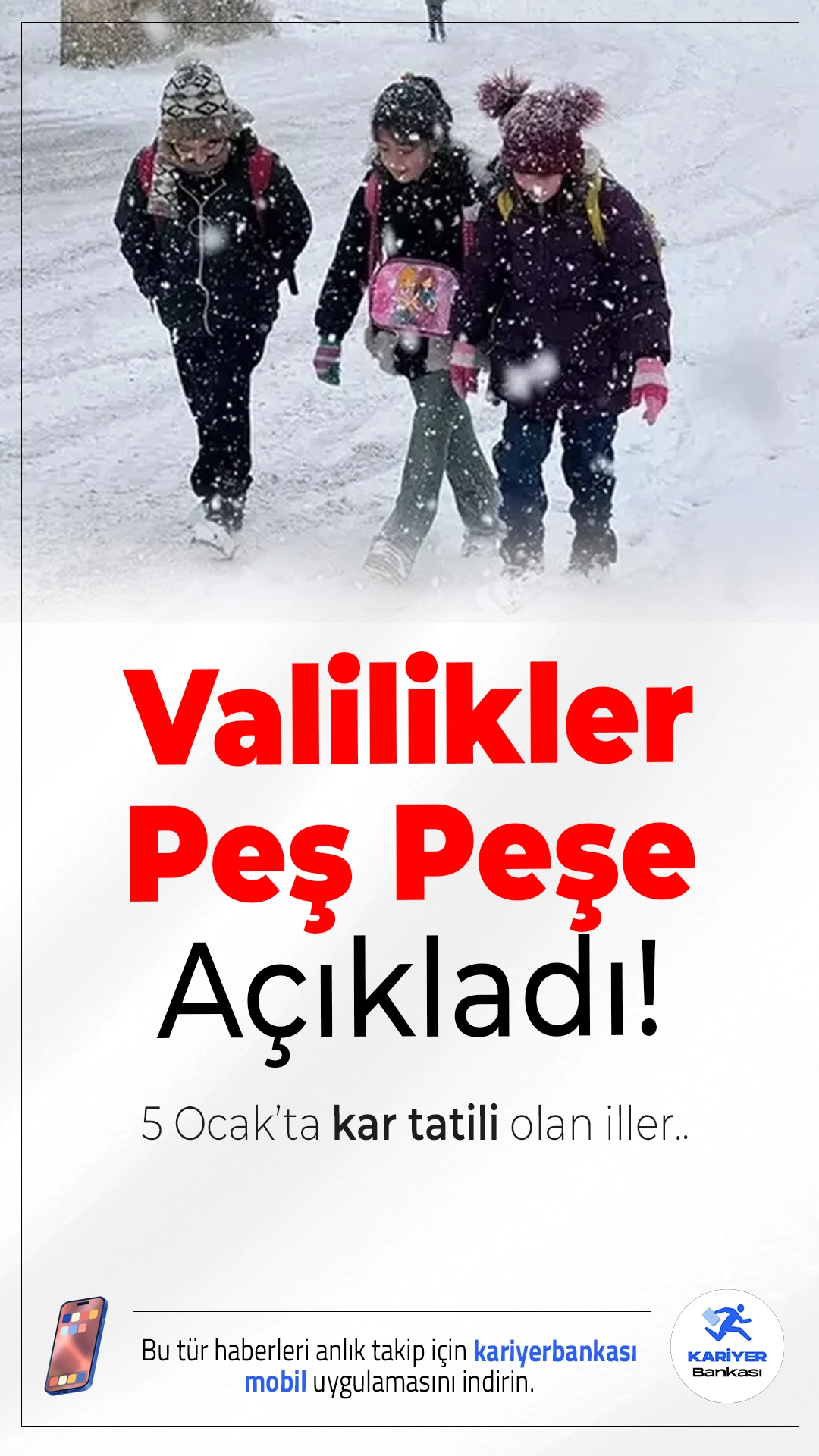 Birçok İlde Eğitime Kar Engeli! 5 Ocak’ta Kar Tatili Olan İller...Kar yağışı ve buzlanma nedeniyle Türkiye genelinde birçok ilde 5 Ocak Pazartesi günü eğitime ara verildi. Valiliklerden yapılan ardı ardına açıklamalarla birlikte tatil haberleri netleşti.