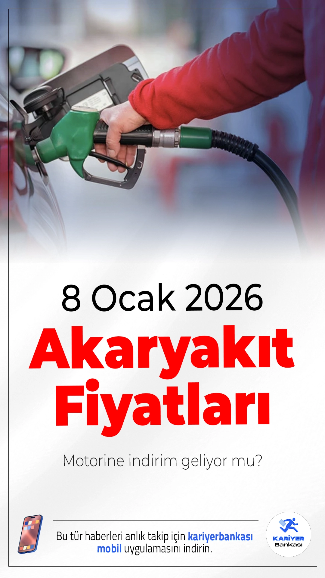 8 Ocak 2026 Güncel Akaryakıt Fiyatları: Motorine İndirim Geliyor mu?Akaryakıt fiyatlarında yeni gelişmeler var! 8 Ocak 2026 itibarıyla güncel benzin, motorin ve LPG fiyatları belli oldu. Sektör kaynaklarına göre motorinde indirim bekleniyor.