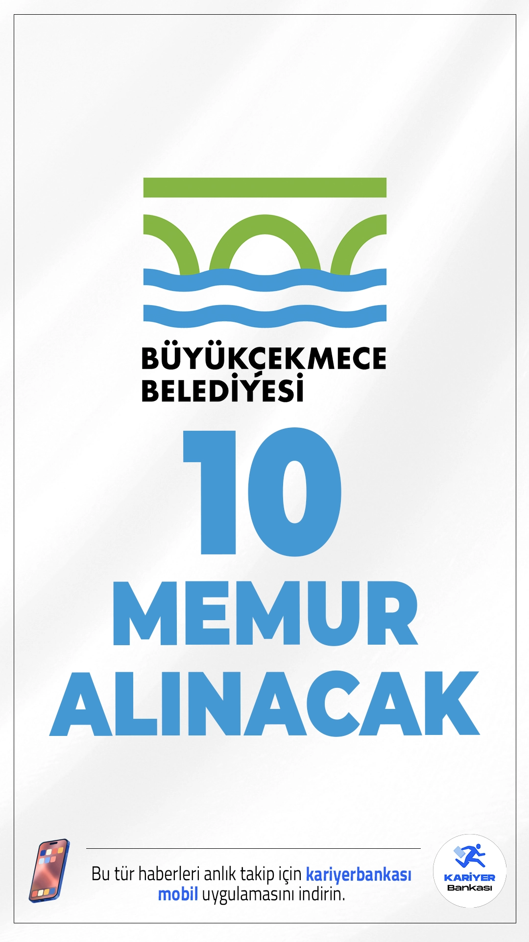 Büyükçekmece Belediyesi 10 Memur Alımı Yapacak.Büyükçekmece Belediyesi, İstanbul’da istihdam edilmek üzere 10 memur alımı gerçekleştirecek. Adayların KPSS puanı ve eğitim şartlarını karşılaması gerekiyor. Bu alım, 657 sayılı Devlet Memurları Kanunu ile Mahalli İdarelere İlk Defa Atanacaklara Dair Sınav ve Atama Yönetmeliği kapsamında yapılacak.