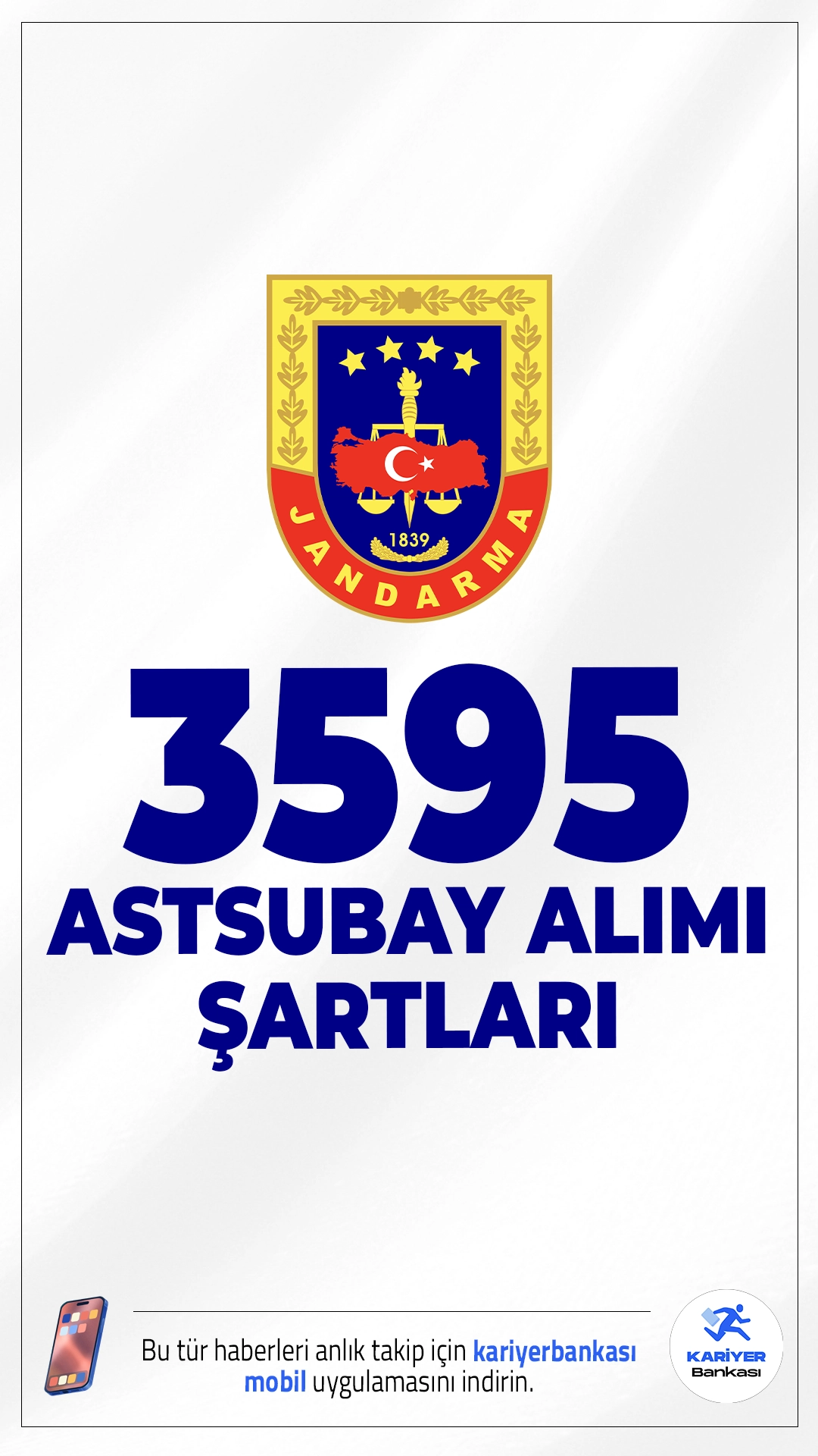 Jandarma 3595 Astsubay Alımı Şartları.Jandarma Genel Komutanlığı ve Sahil Güvenlik Komutanlığı 3.395 muvazzaf astsubay (erkek/kadın) ve 200 sözleşmeli astsubay (erkek/kadın) olmak üzere toplamda 3.595 astsubay alımı başvuruları sürüyor. Adaylar, Jandarma ve Sahil Güvenlik Akademisi Başkanlığında eğitim görecek. Başvuru şartları ve diğer detaylar bu haberimizde.